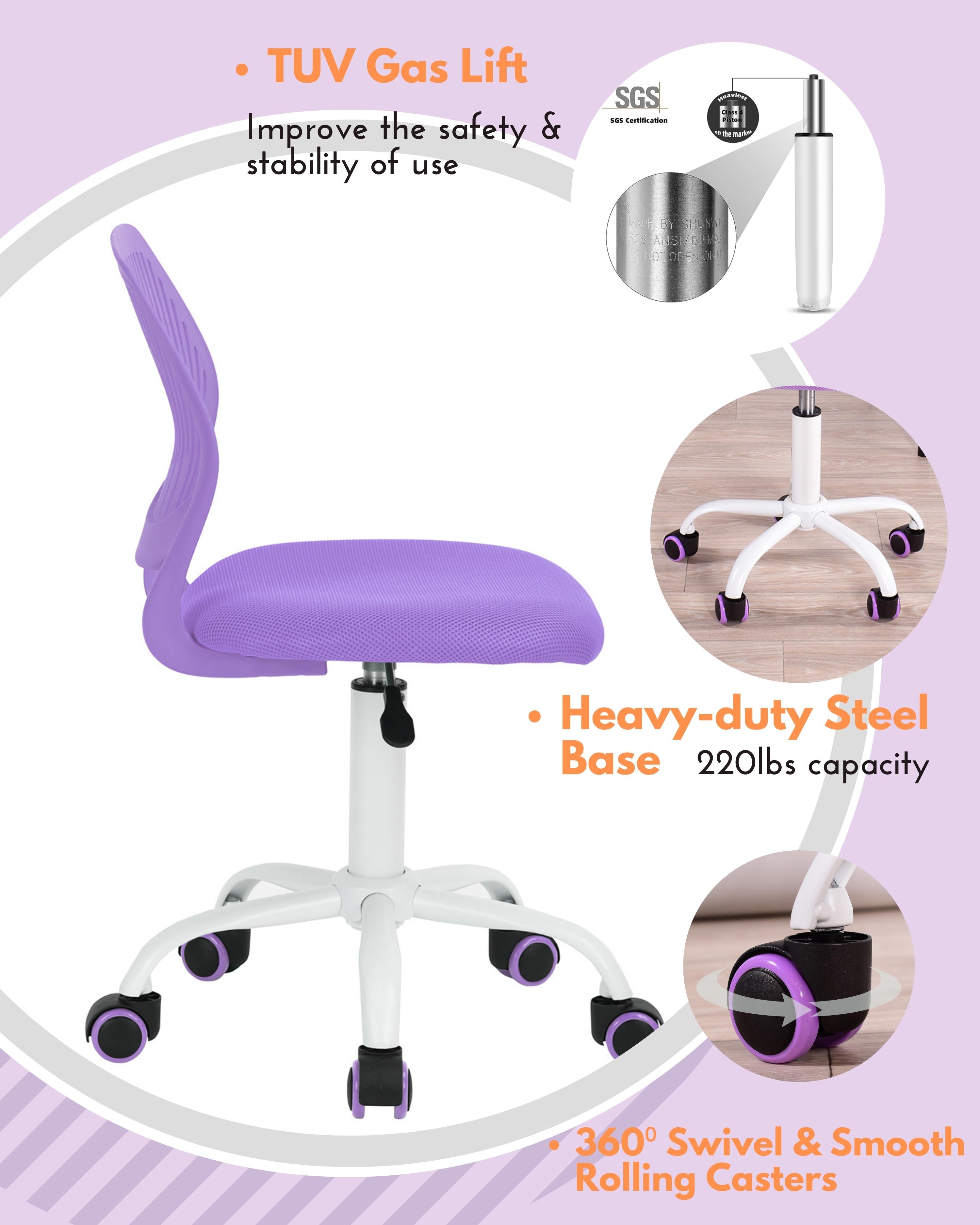 Homy Casa Carnation Purple Office Chair with Height Adjustable