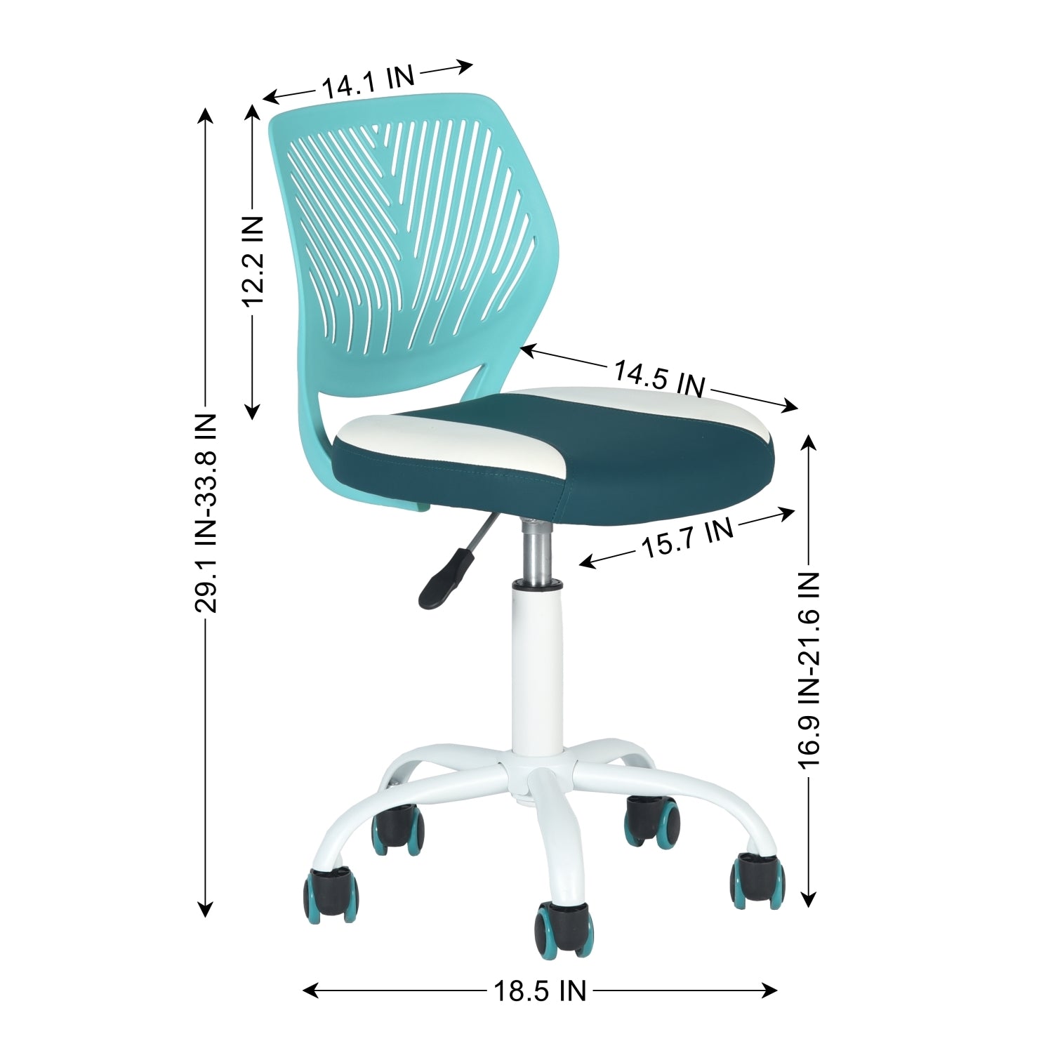 Carnation Ergonomic Study Chair, Faux Leather, Sleek white Frame