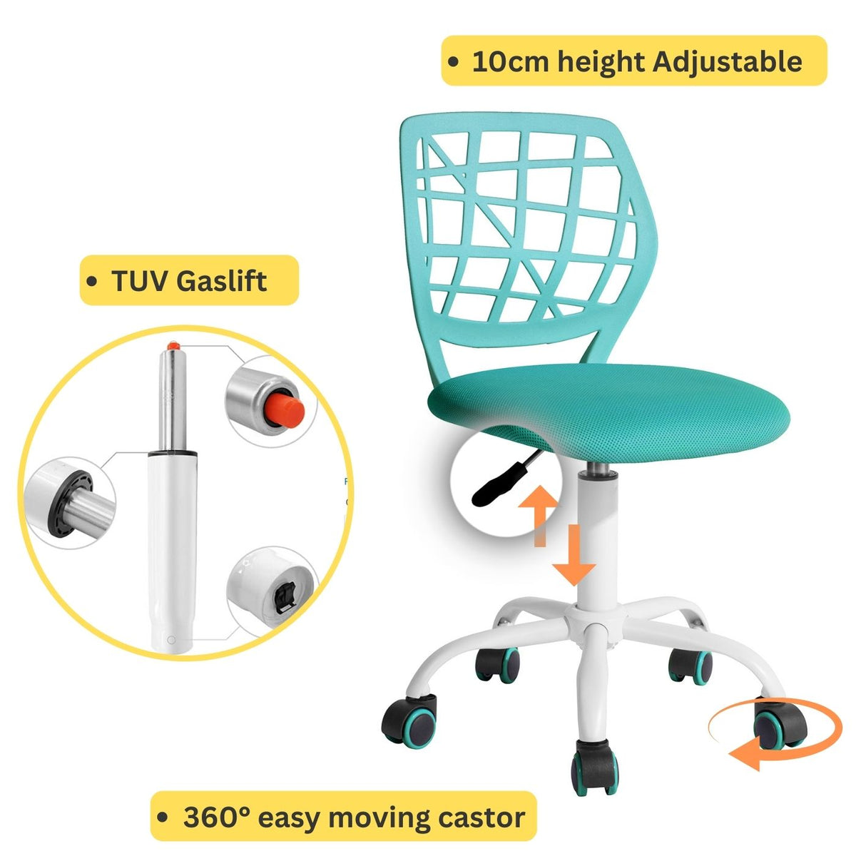 Baseline White Study Table Set with CARNATION Turquoise Green Office Chair