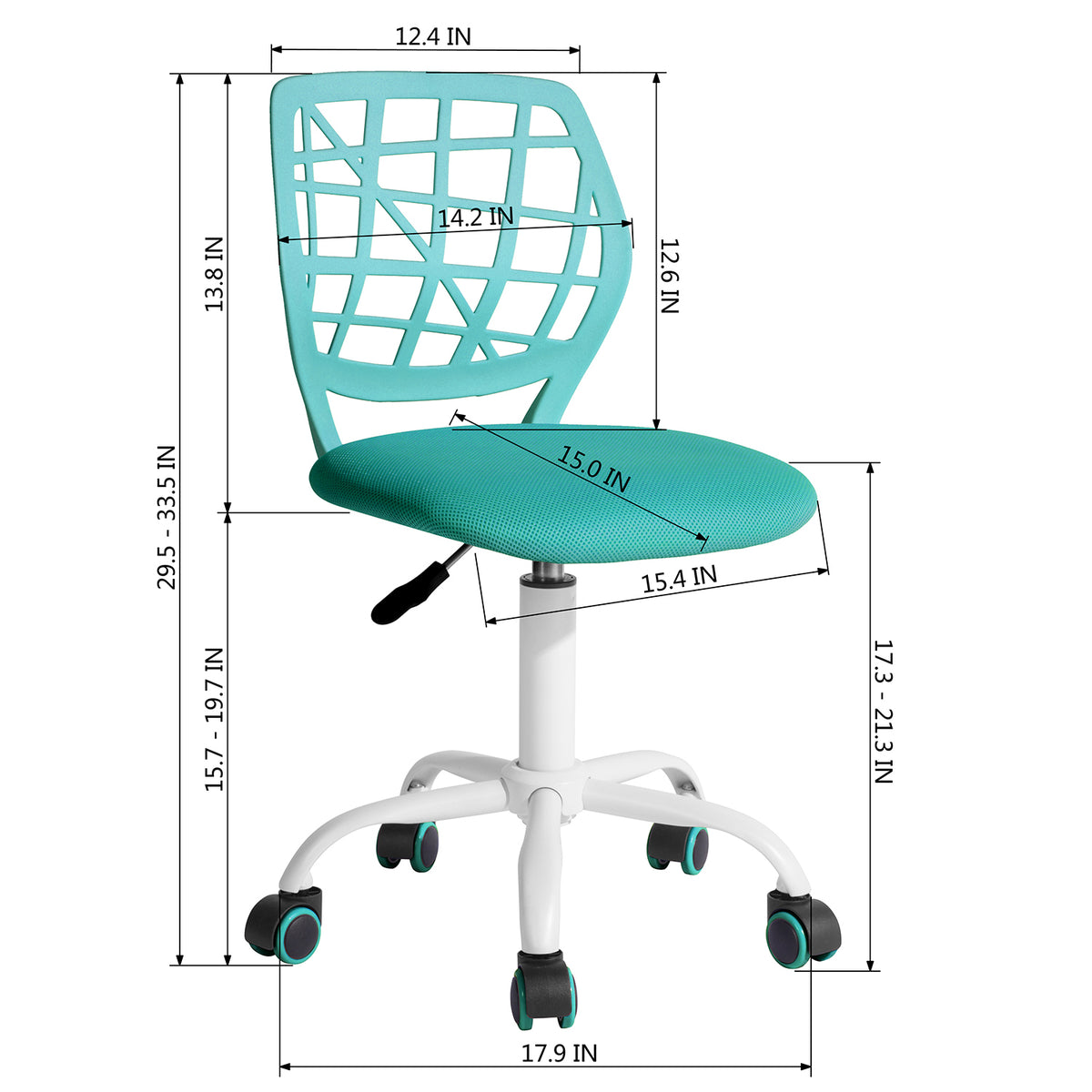 Baseline White Study Table Set with CARNATION Turquoise Green Office Chair