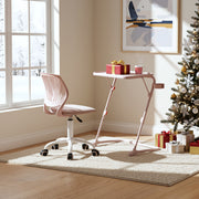 Homy Casa Baseline Study Table Set with Carnation Swivel Upholstered Chair