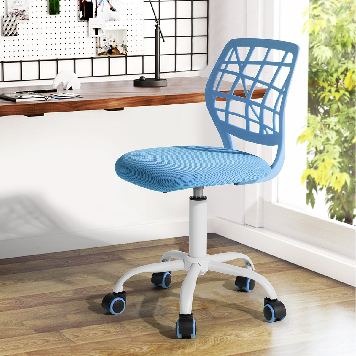 Homy Casa Carnation Stylish Mesh Office Chair with Height Adjustable ,Blue