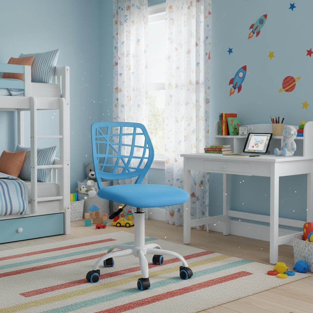 Homy Casa Carnation Stylish Mesh Office Chair with Height Adjustable ,Blue