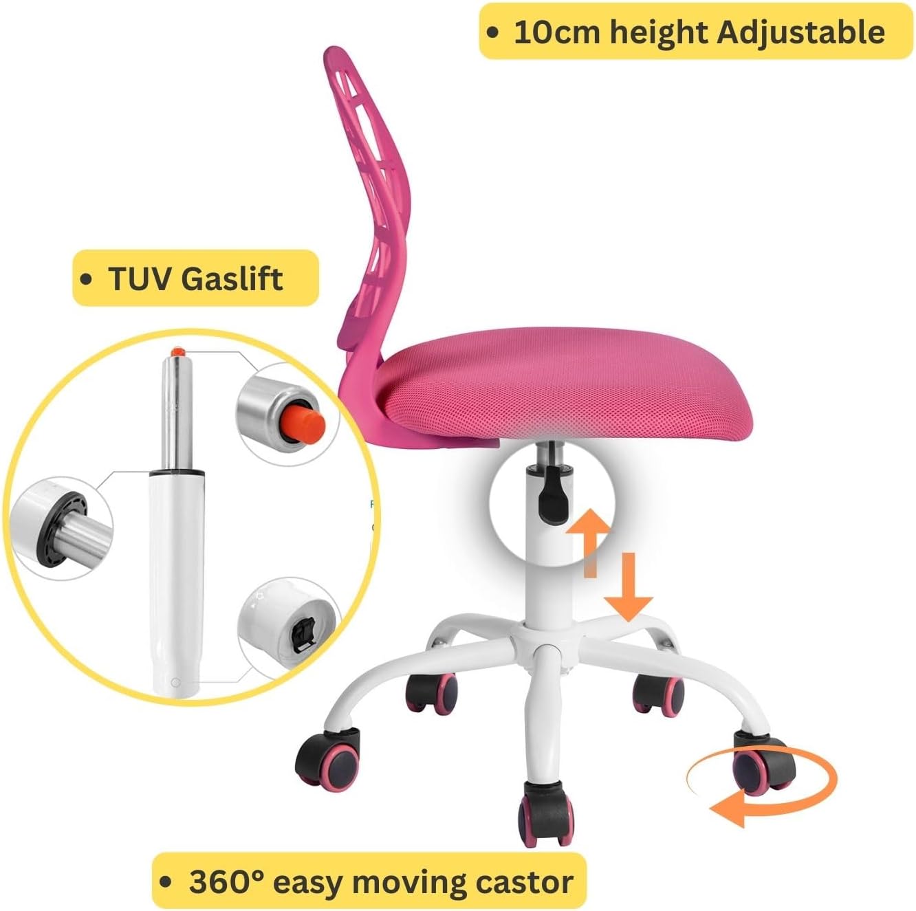 Homy Casa Carnation Pink Stylish Mesh Office Chair with Height Adjustable