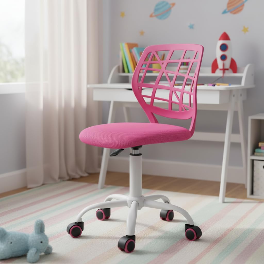 Homy Casa Carnation Stylish Mesh Office Chair with Height Adjustable, Pink