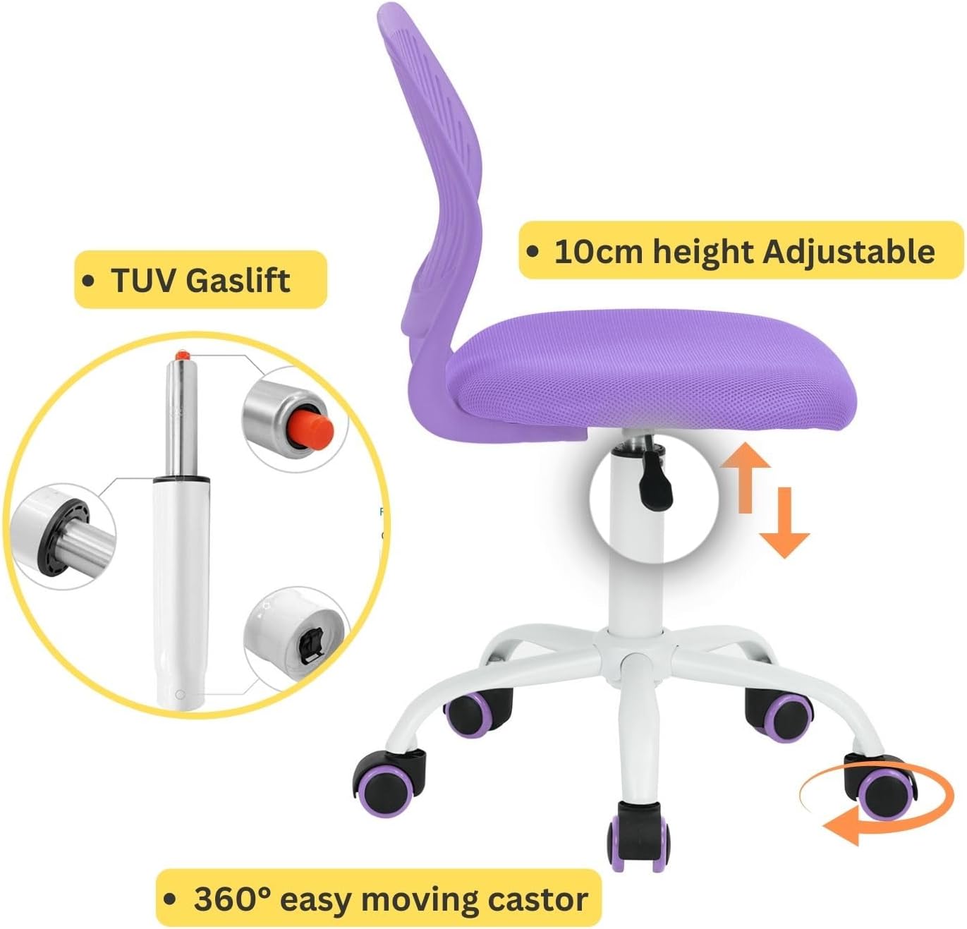 Homy Casa Looney+Carnation Bedroom Vanity Set with Mirror and Purple Office Chair