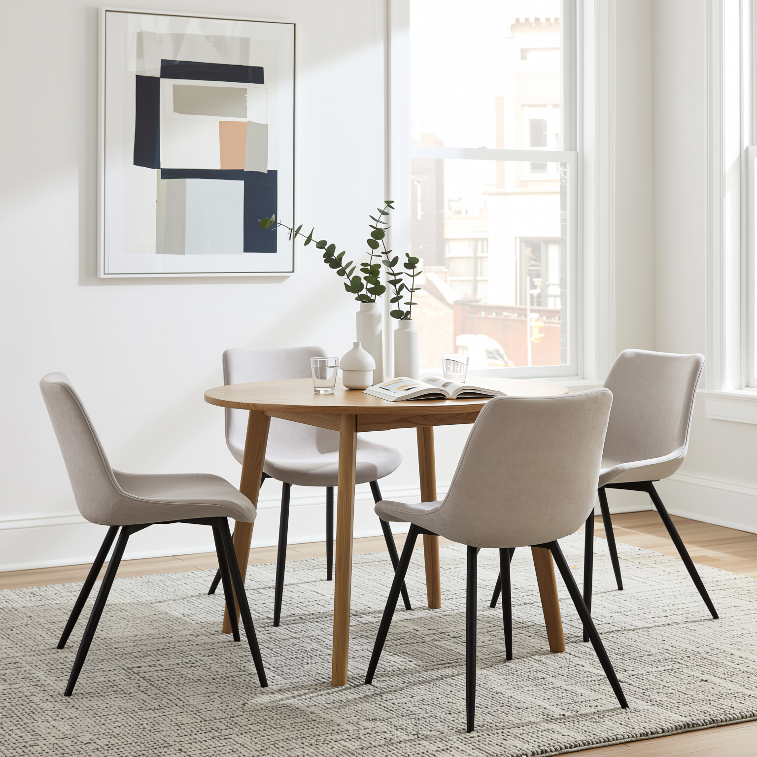 Homy Casa Casemiro 4PC Fabric Beige Dining Chairs