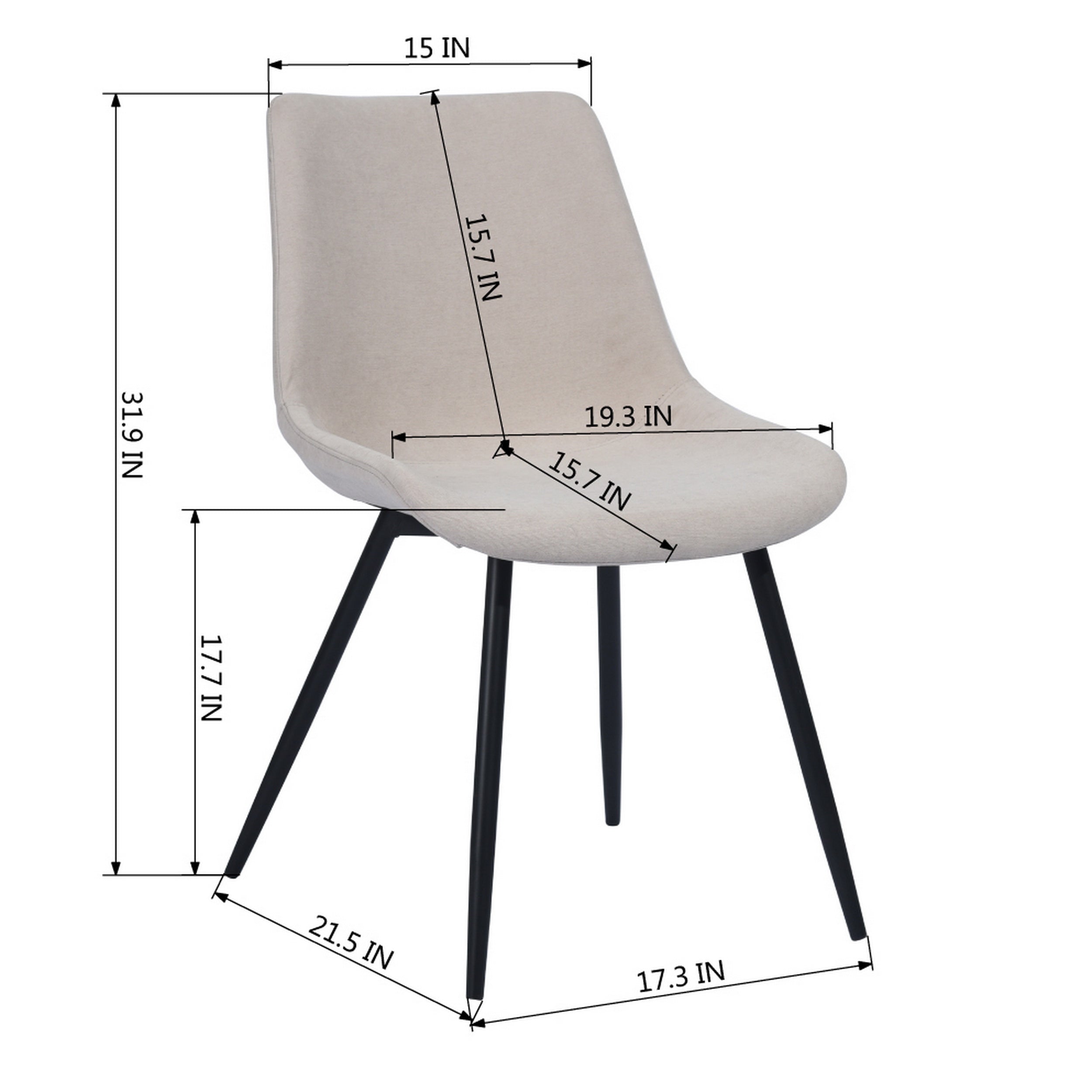 Homy Casa Casemiro 4PC Fabric Beige Dining Chairs