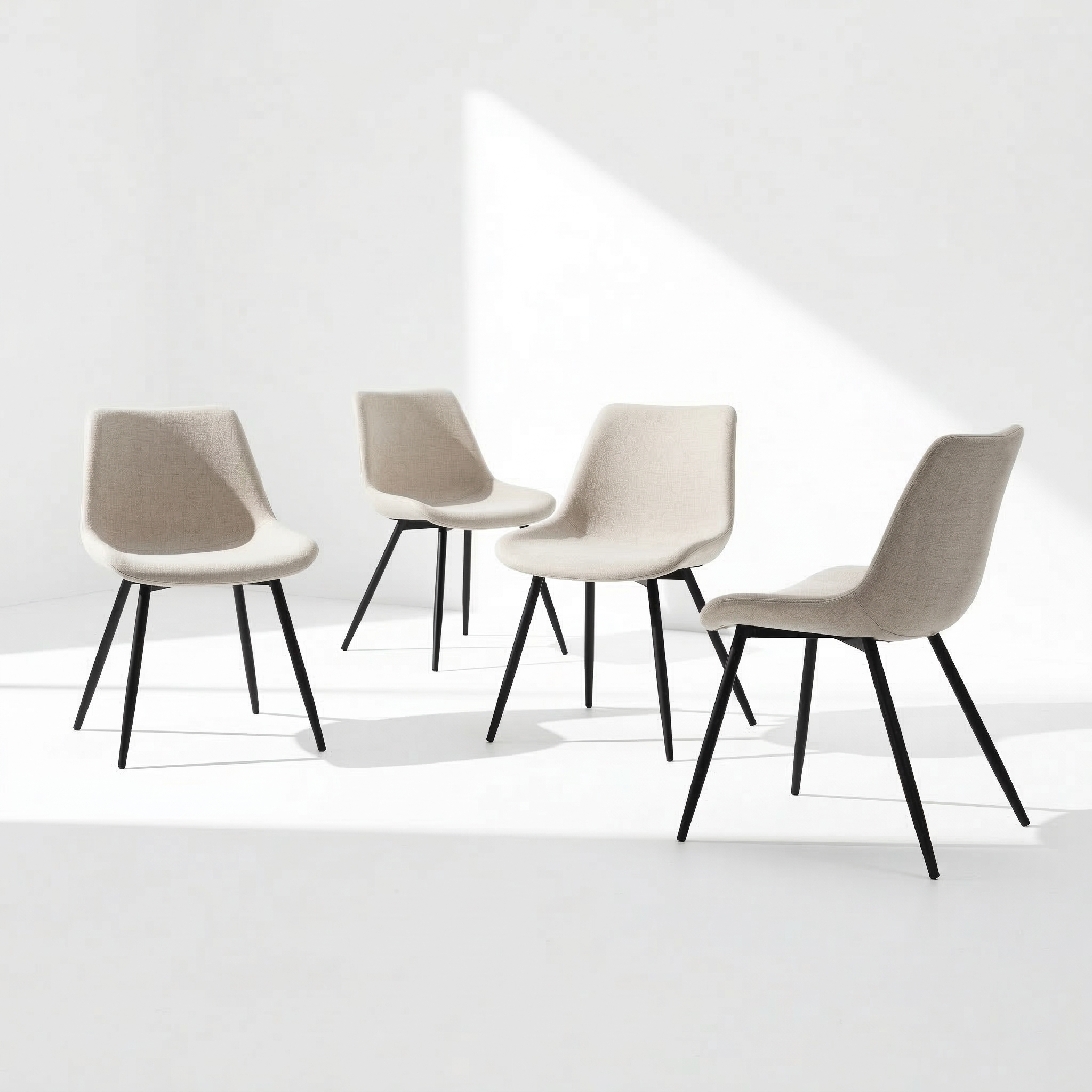 Homy Casa Casemiro 4PC Fabric Beige Dining Chairs