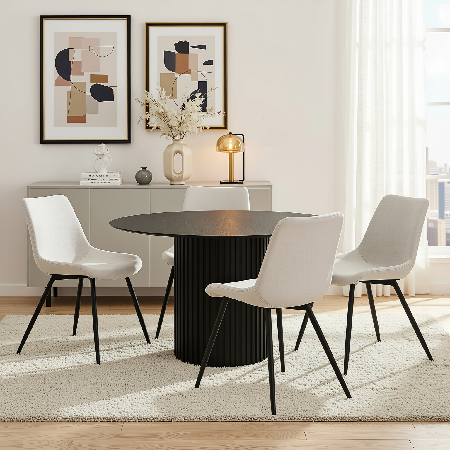 Homy Casa Casemiro 4PC Fabric Beige Dining Chairs