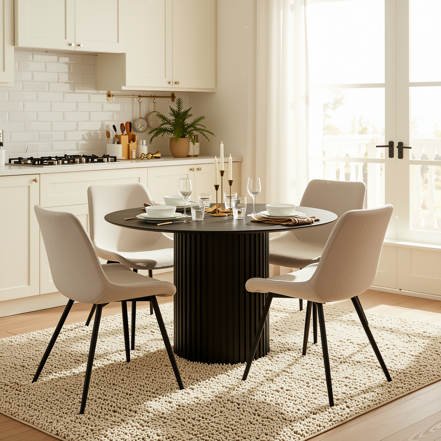 Homy Casa Casemiro 4PC Fabric Beige Dining Chairs