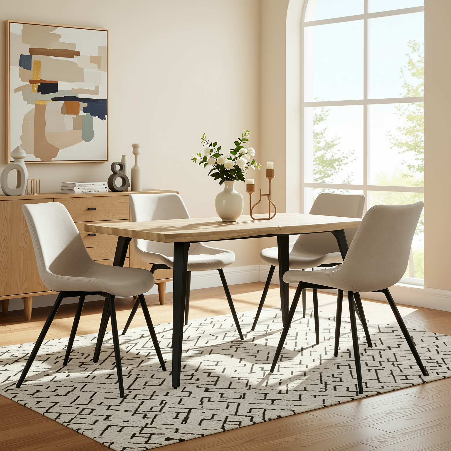 Homy Casa Casemiro 4PC Fabric Beige Dining Chairs
