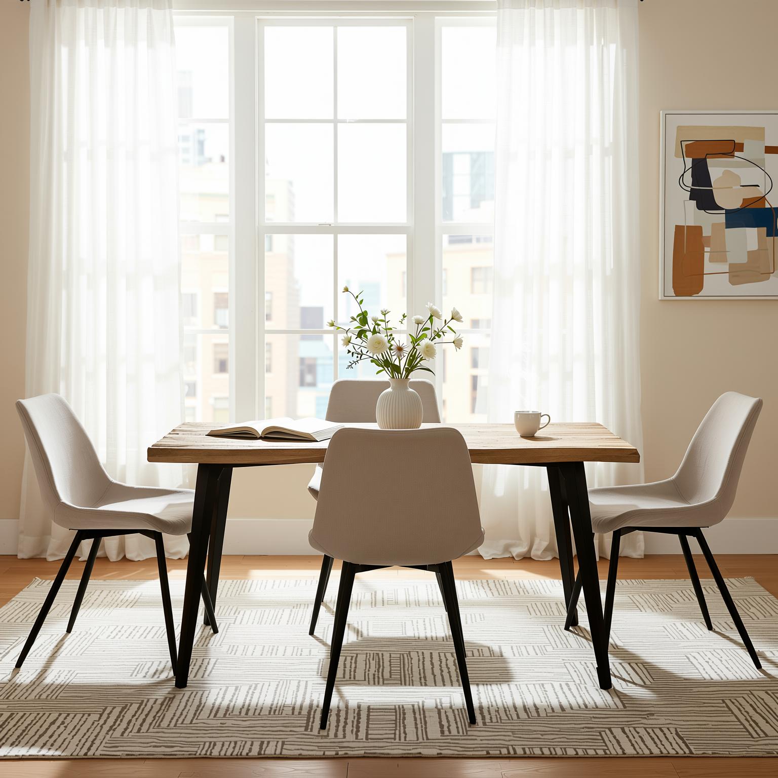 Homy Casa Casemiro 4PC Fabric Beige Dining Chairs