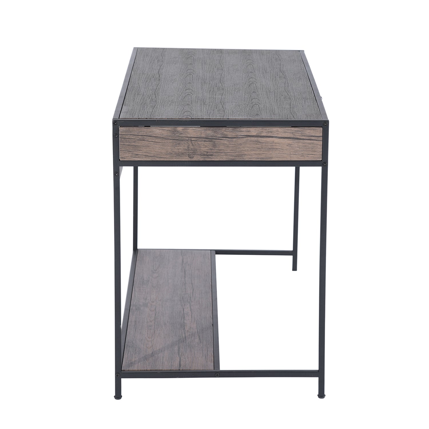 Homy Casa BLACKBURN 43.3” Industrial Desk with Drawer Computer Table Storage Shelf Vintage Brown Open Box