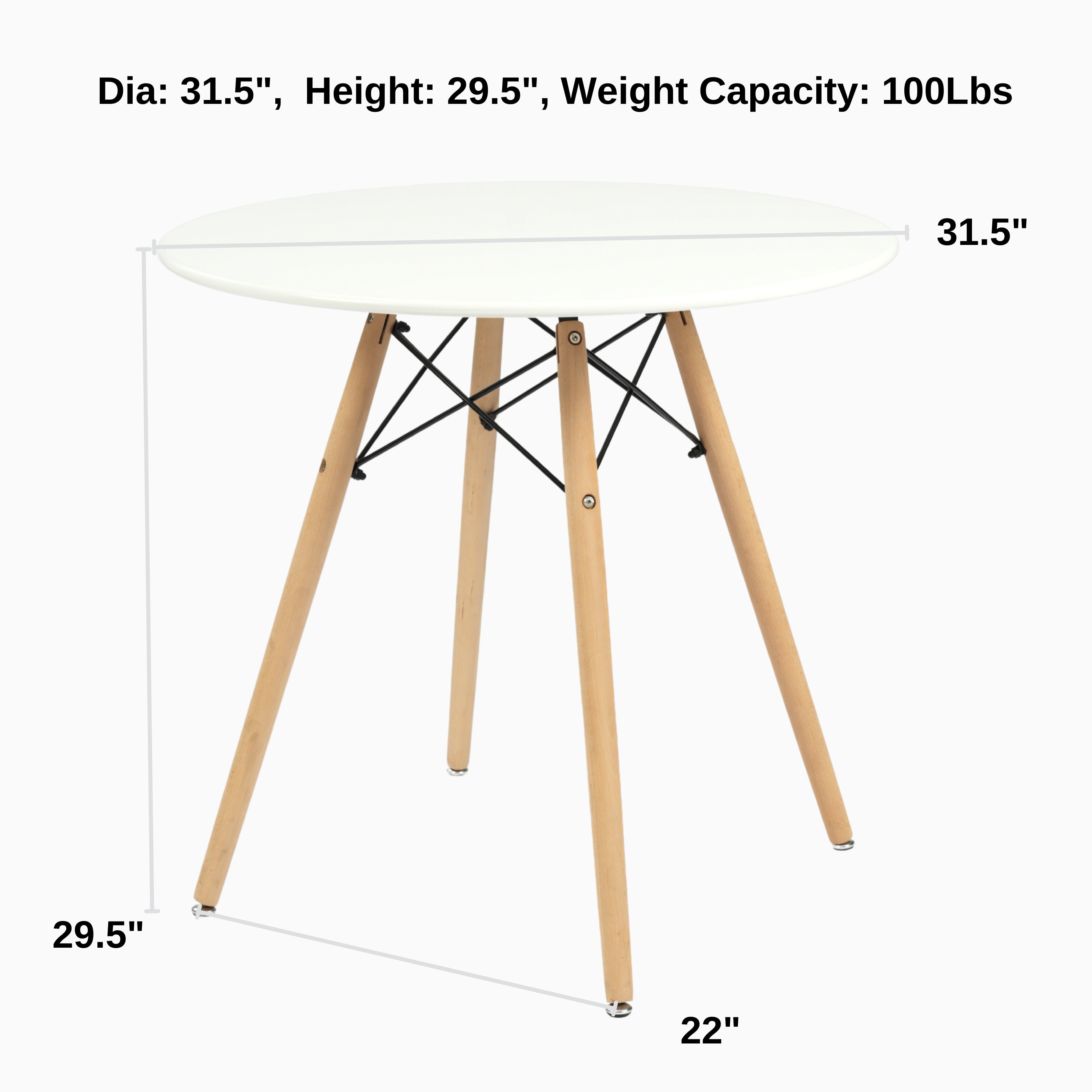 Chad 31.5“ Round Top Kitchen Dining Table