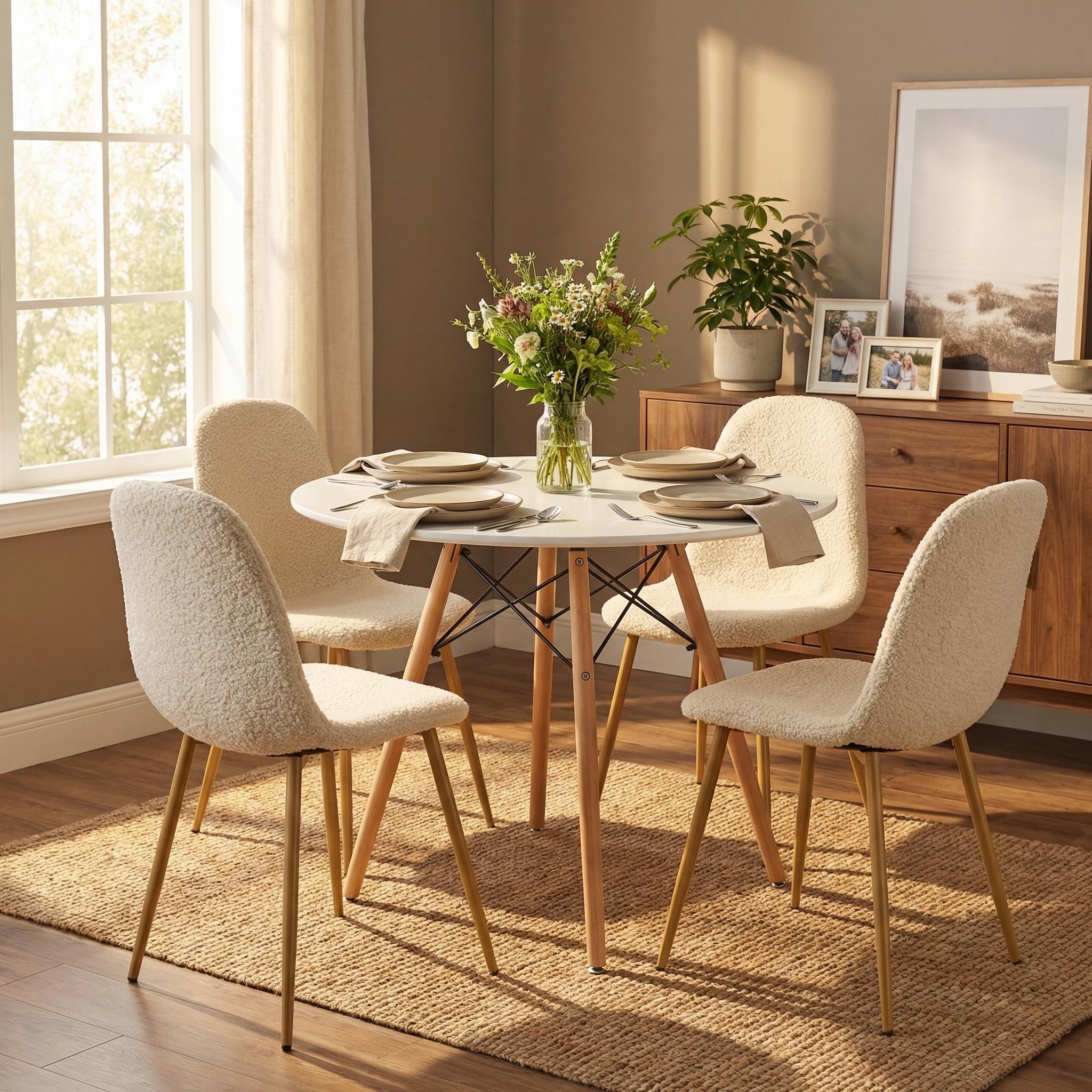 Homy Casa CHAD 31.5" Wooden Round Dining Table for Kitchen and Dining Room, White, Open Box