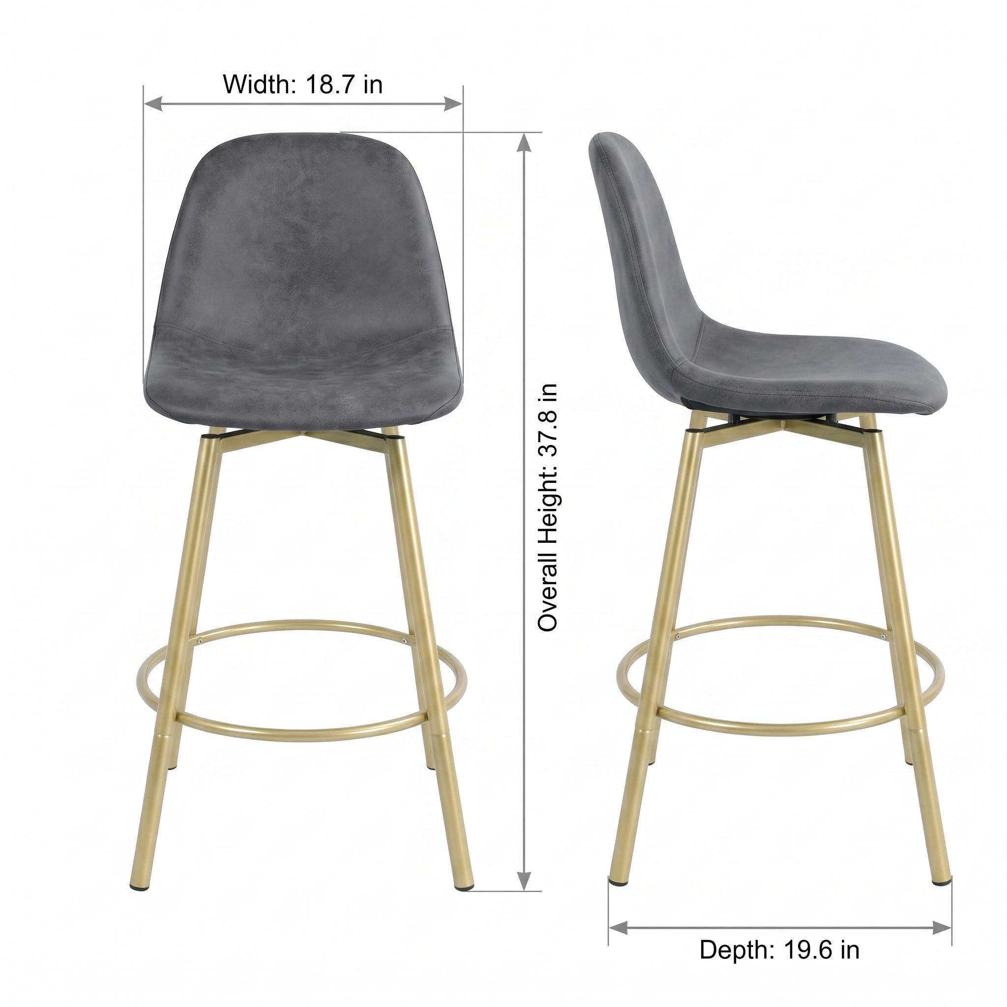 Open Box Homy Casa CHAR-CS001 Charcoal Bar Stool "18.7'' x 19.61'' x 37.8''" Modern Upholstered Seating