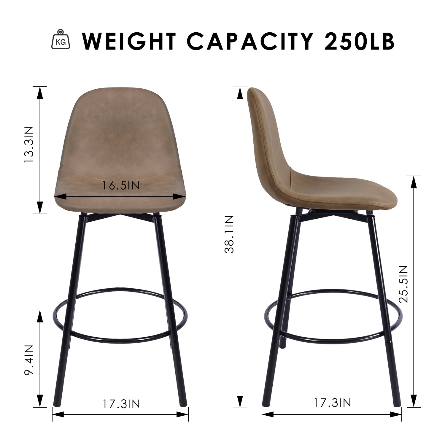 Homy Casa CHAR 2PC Brown Bar Stools Seating Set Open Box