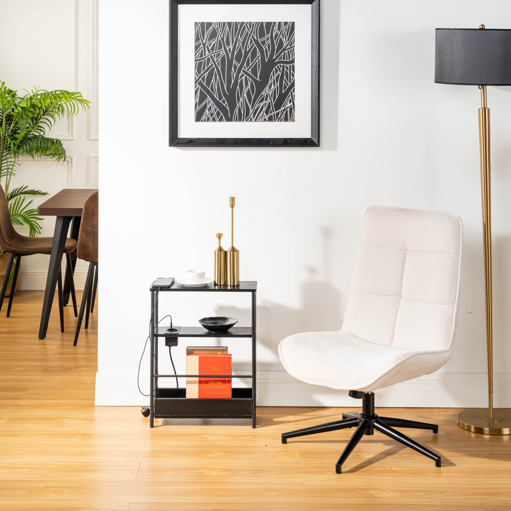 Homy Casa Charlotte Swivel Adjustable Height Accent Chair Beige Open Box