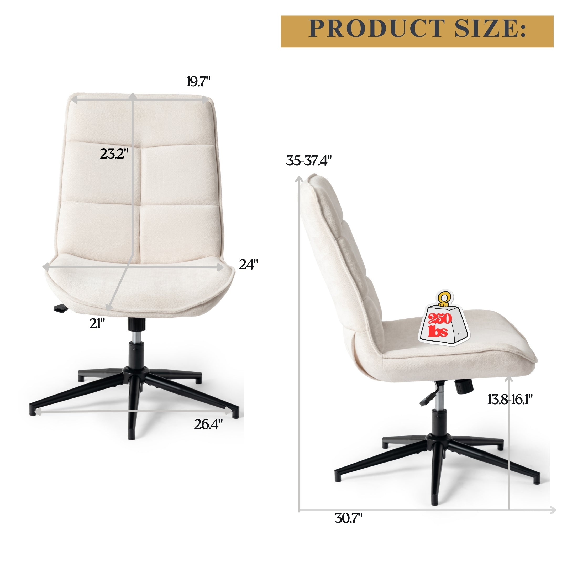 Homy Casa Charlotte Swivel Adjustable Height Accent Chair Beige Open Box