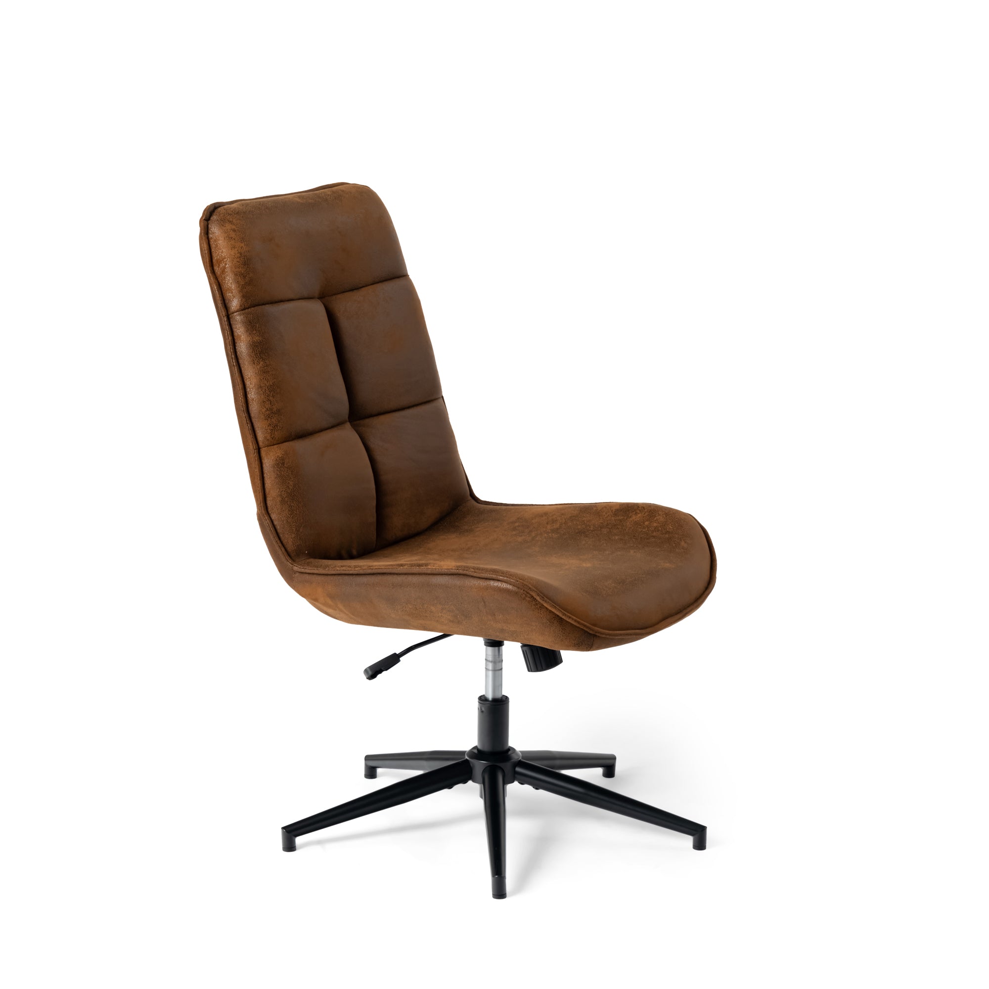 Homy Casa Charlotte Swivel Adjustable Height Accent Chair in Suede Brown