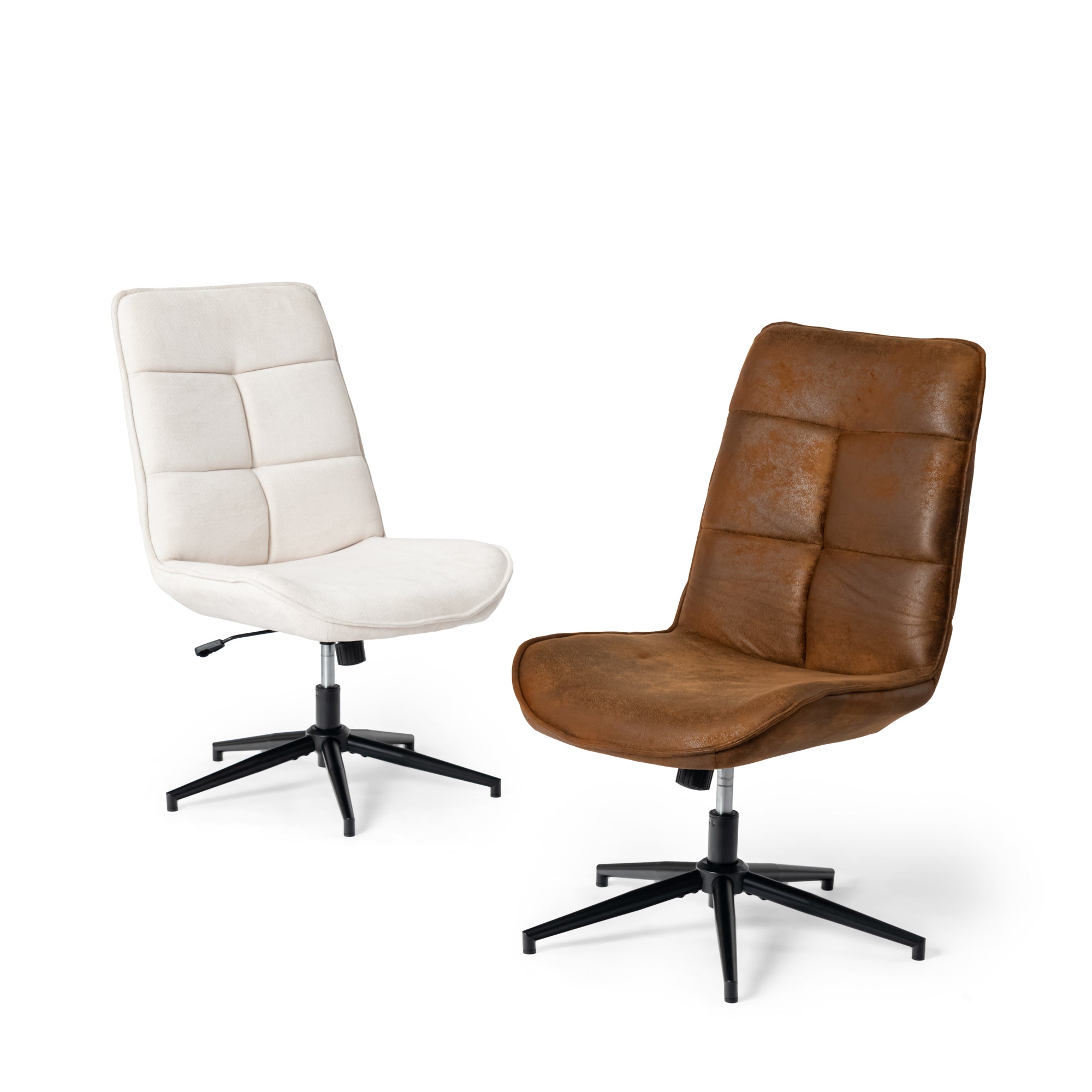 Homy Casa Charlotte Swivel Adjustable Height Accent Chair in Suede Brown