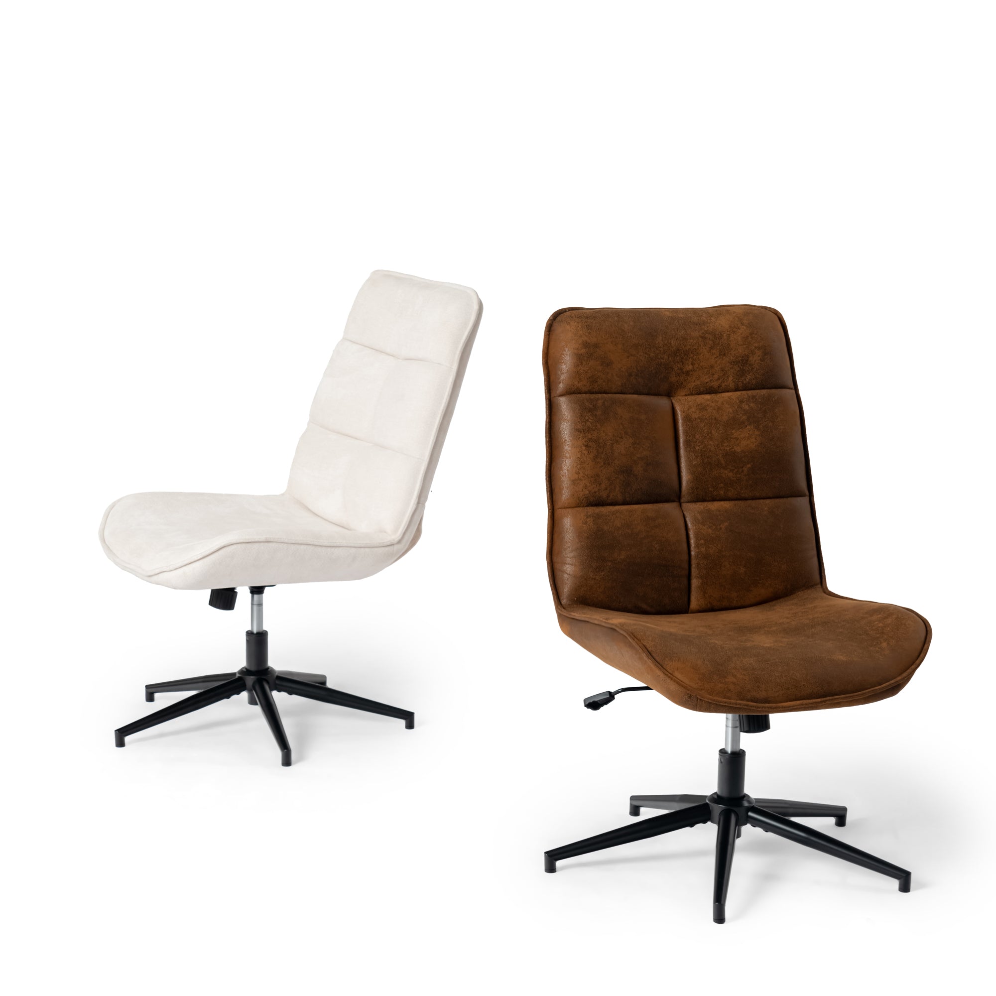 Homy Casa Charlotte Swivel Adjustable Height Accent Chair in Suede Brown