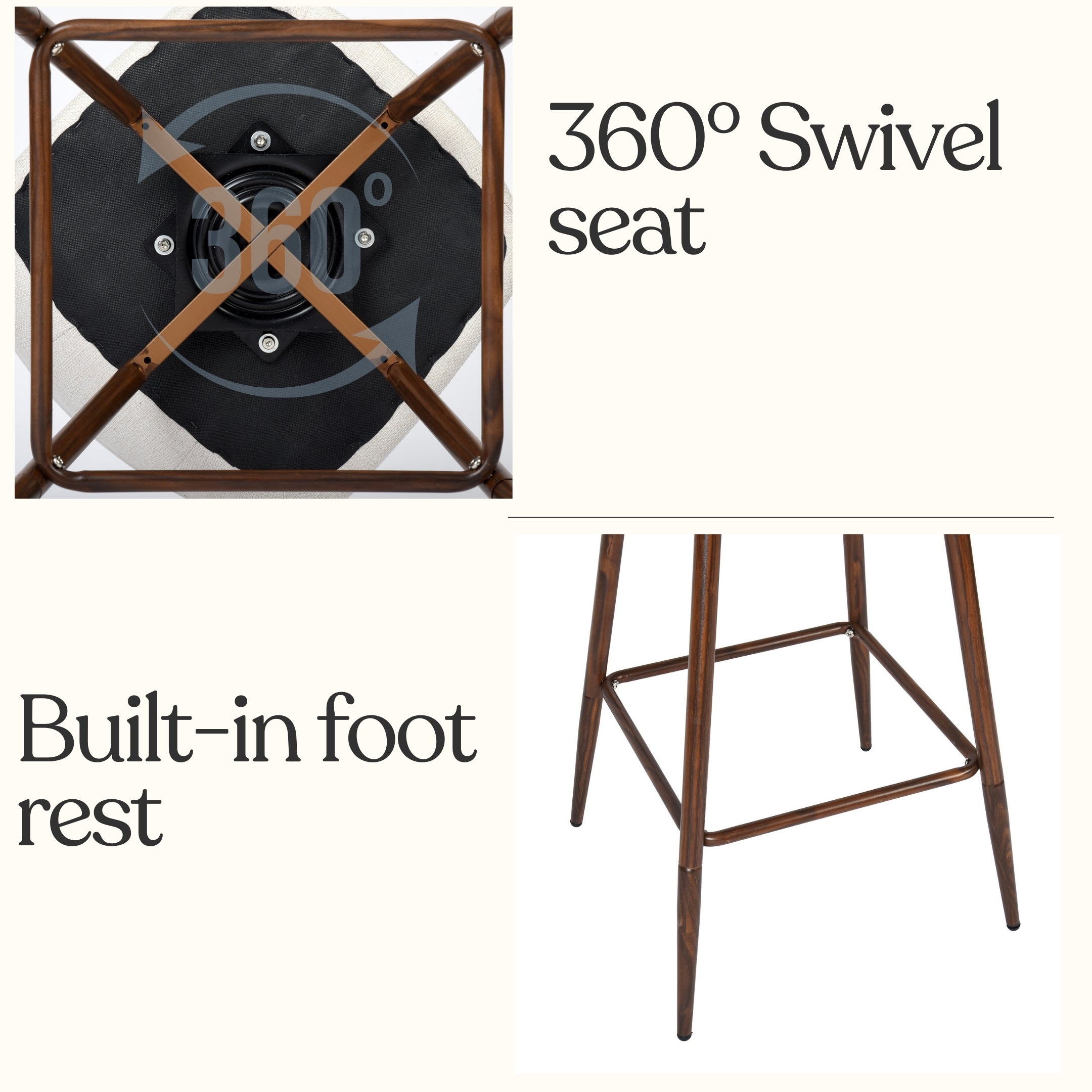 Charlton 26" Swivel Counter Height Bar Stools with Metal Legs Set of 2