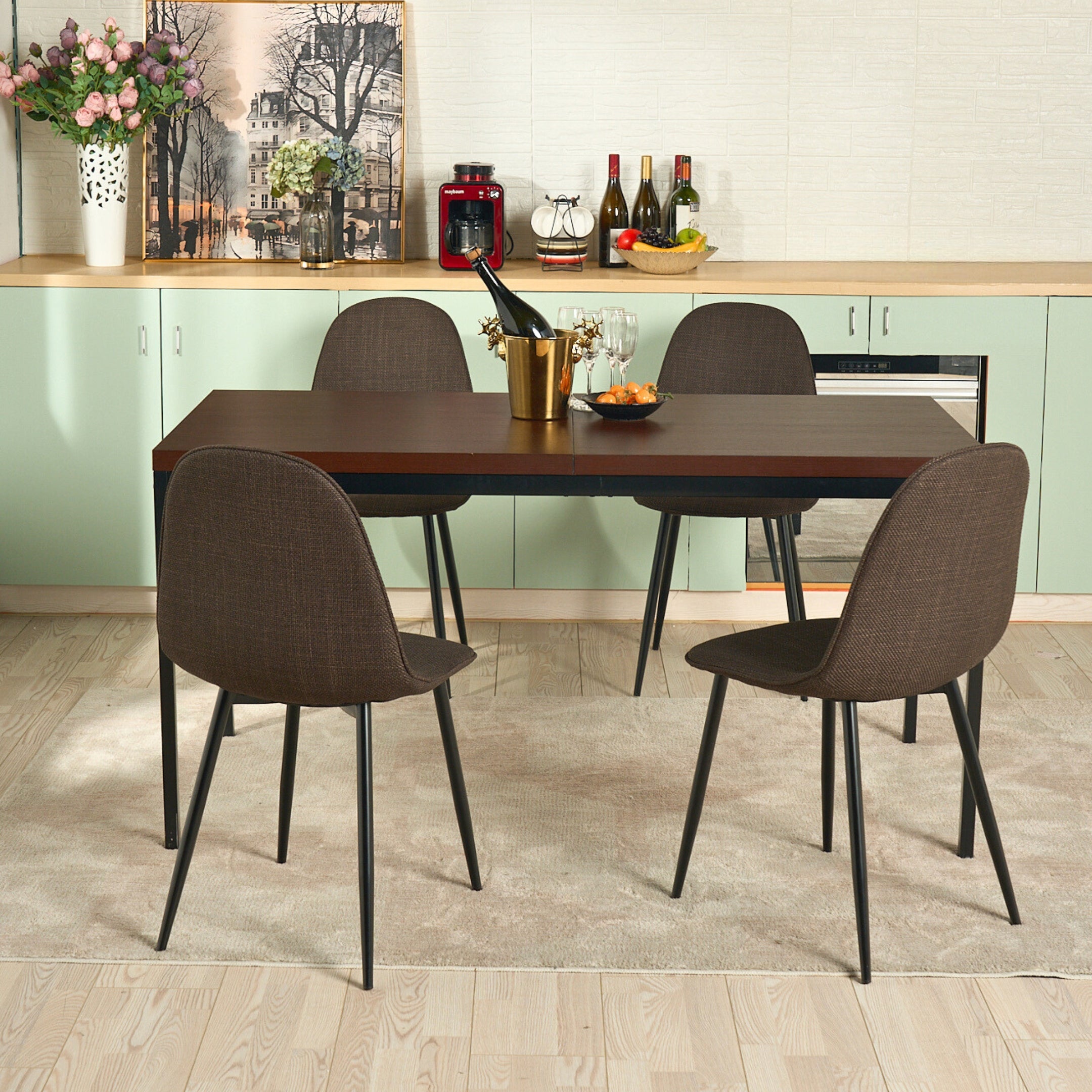 Homy Casa Charlton 4PC Tweed Fabric Scandinavian Dining Chair, Open Box