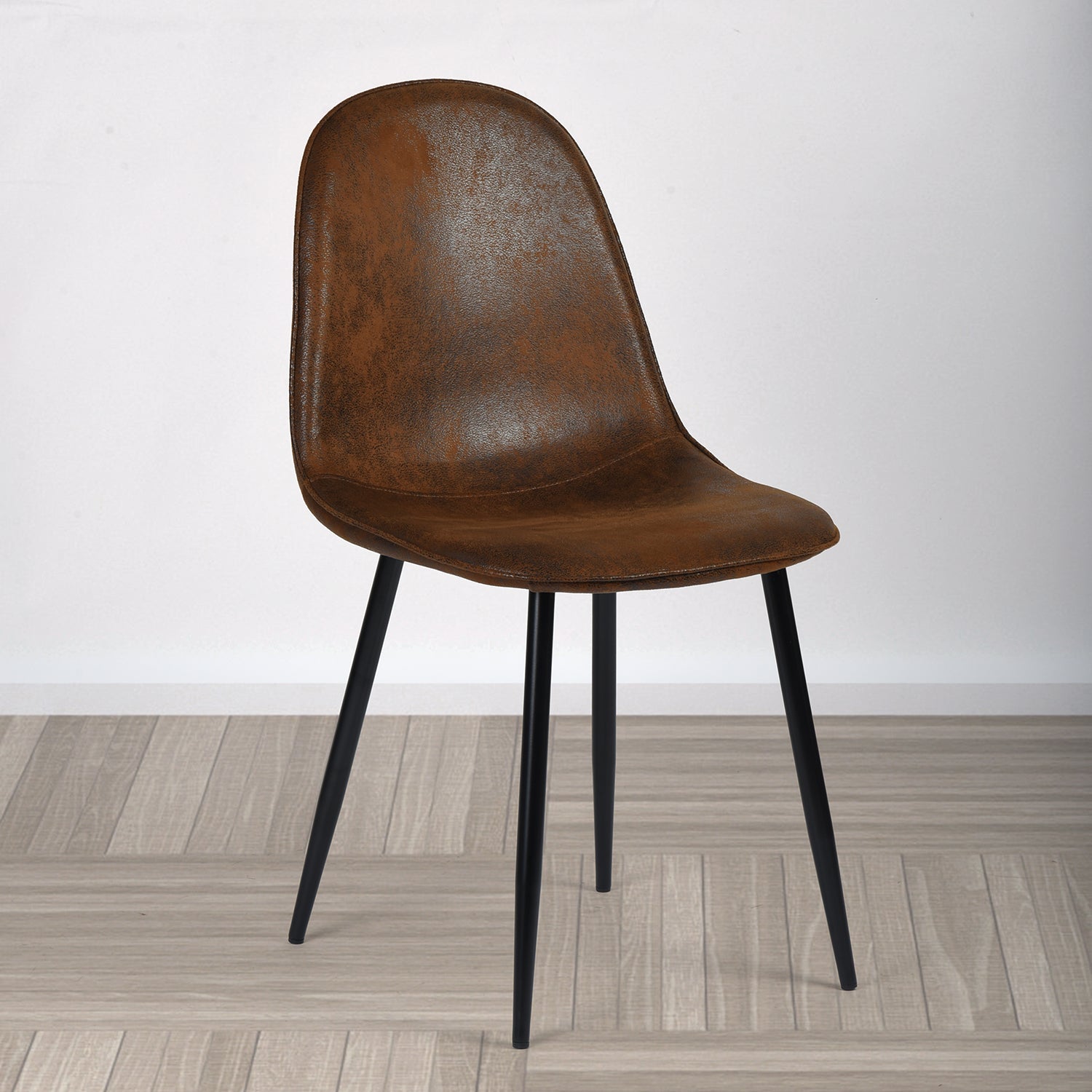 Homy Casa CHARLTON 4PC SUEDE BROWN Dining Chair Modern Faux Suede Seating Open Box