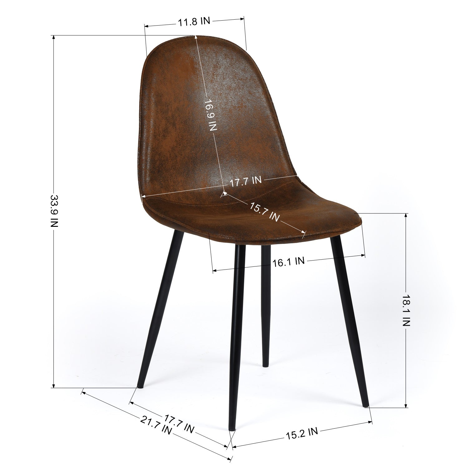 Homy Casa CHARLTON 4PC SUEDE BROWN Dining Chair Modern Faux Suede Seating Open Box
