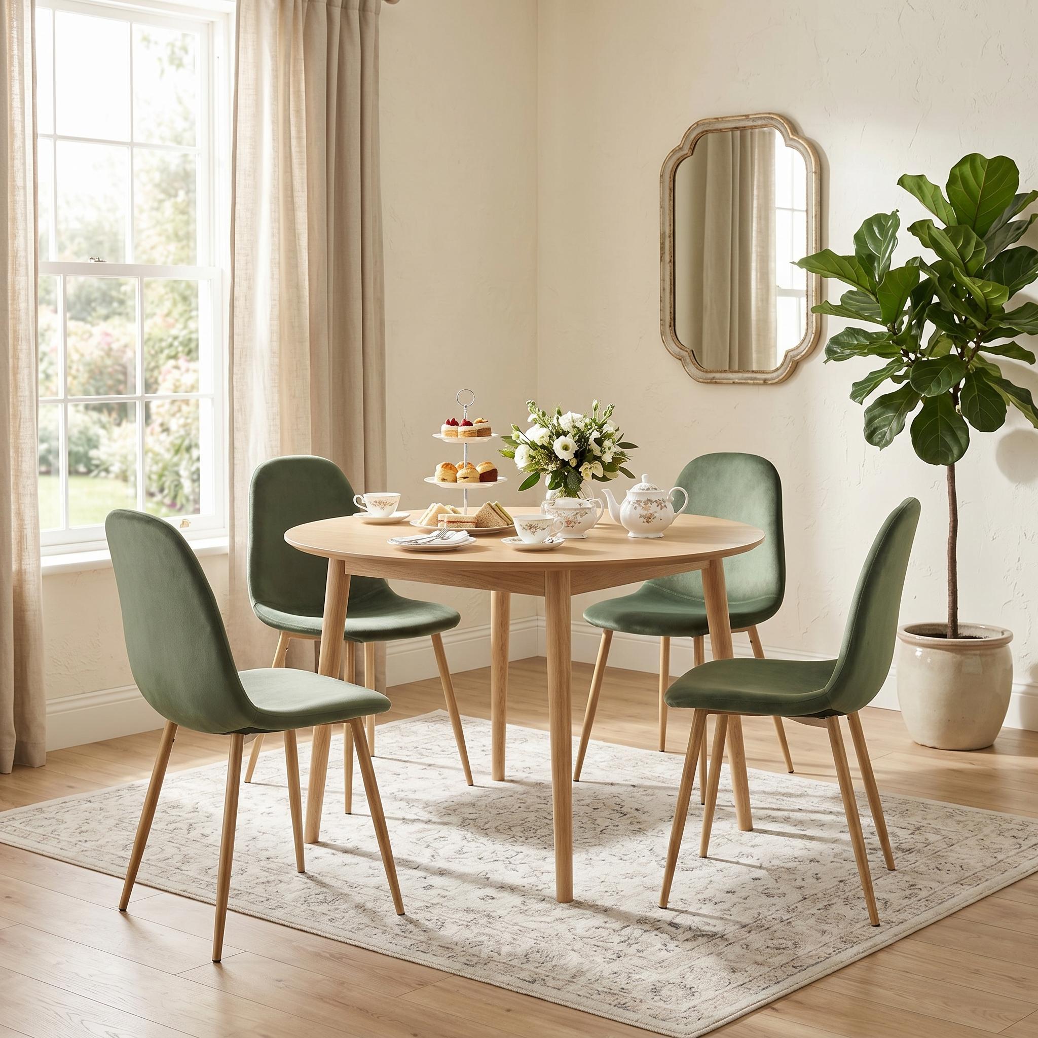 Open Box Homy Casa CHARLTON Velvet Cactus Dining Chair "17.72" x 21.26" x 33.86" for Kitchen & Dining Room