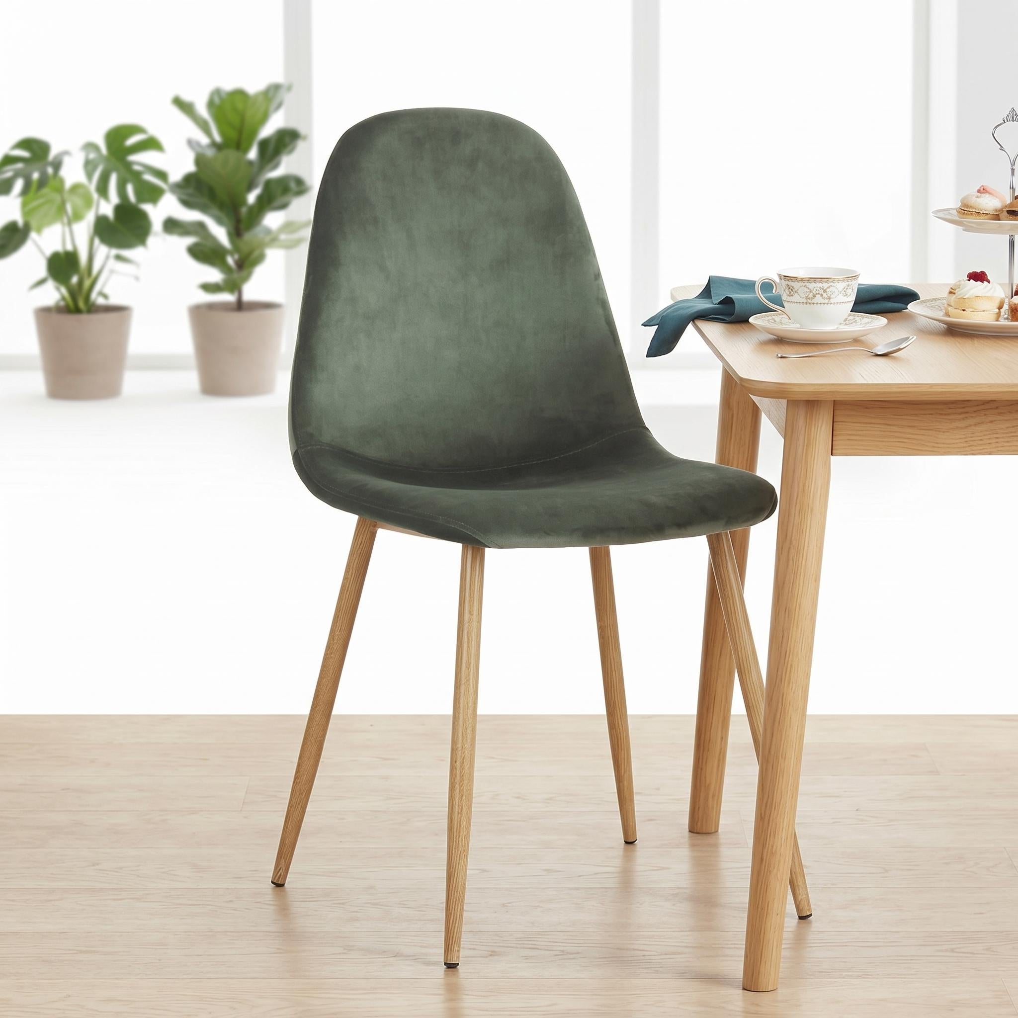 Open Box Homy Casa CHARLTON Velvet Cactus Dining Chair "17.72" x 21.26" x 33.86" for Kitchen & Dining Room