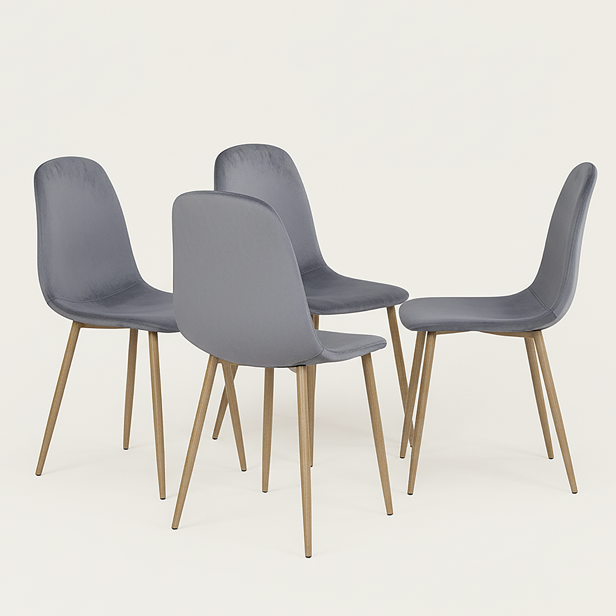 Homy Casa Charlton 4 Piece Velvet Dining Chair in Grey