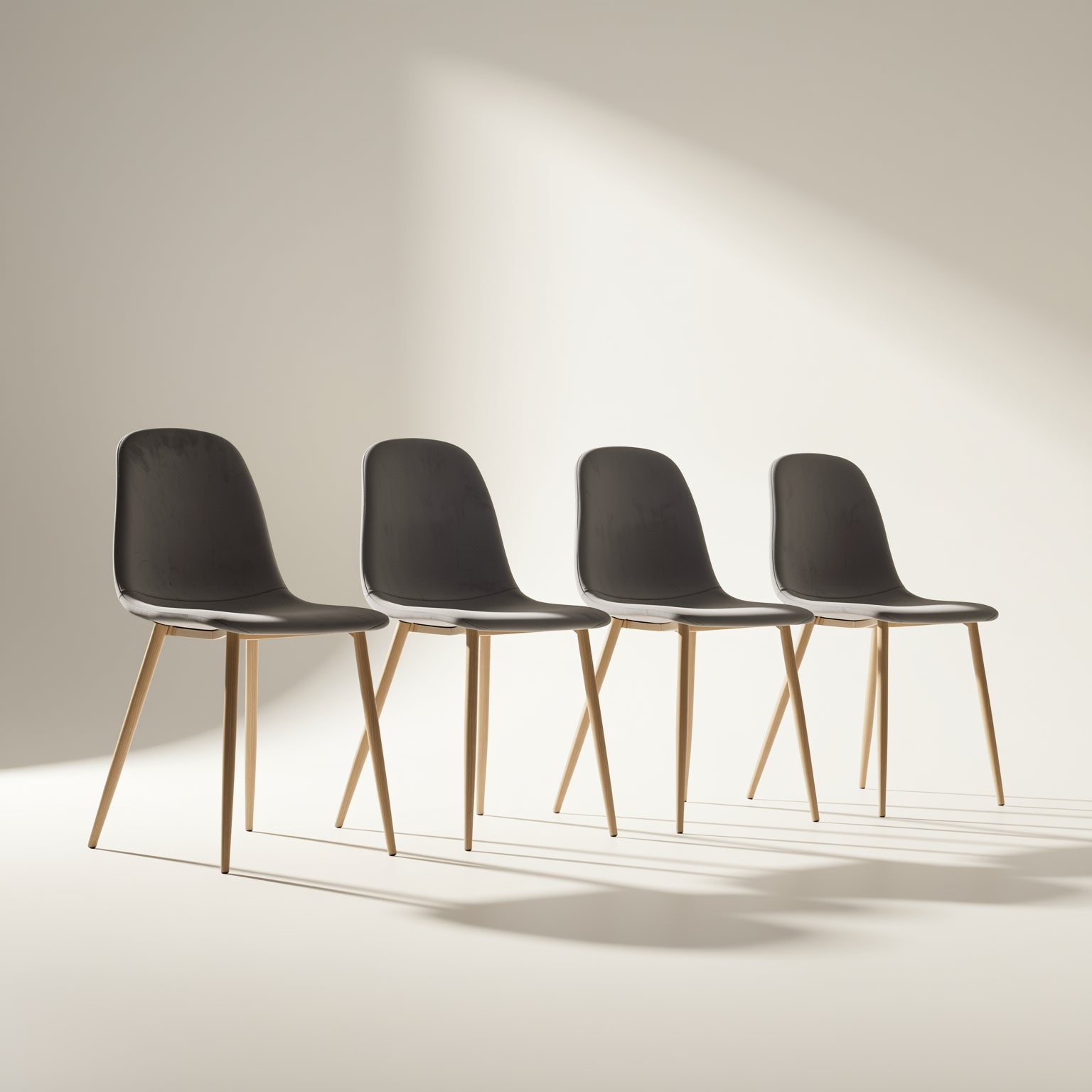 Homy Casa Charlton 4 Piece Velvet Dining Chair in Grey