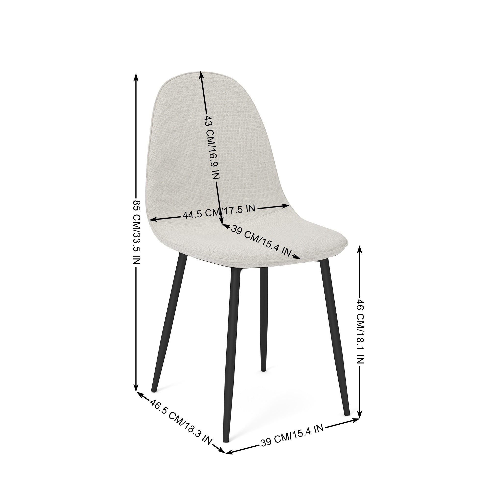 Homy Casa CHARLTON BARREL FABRIC BEIGE 17.32" W x 20.87" D x 33.86" H Dining Chair