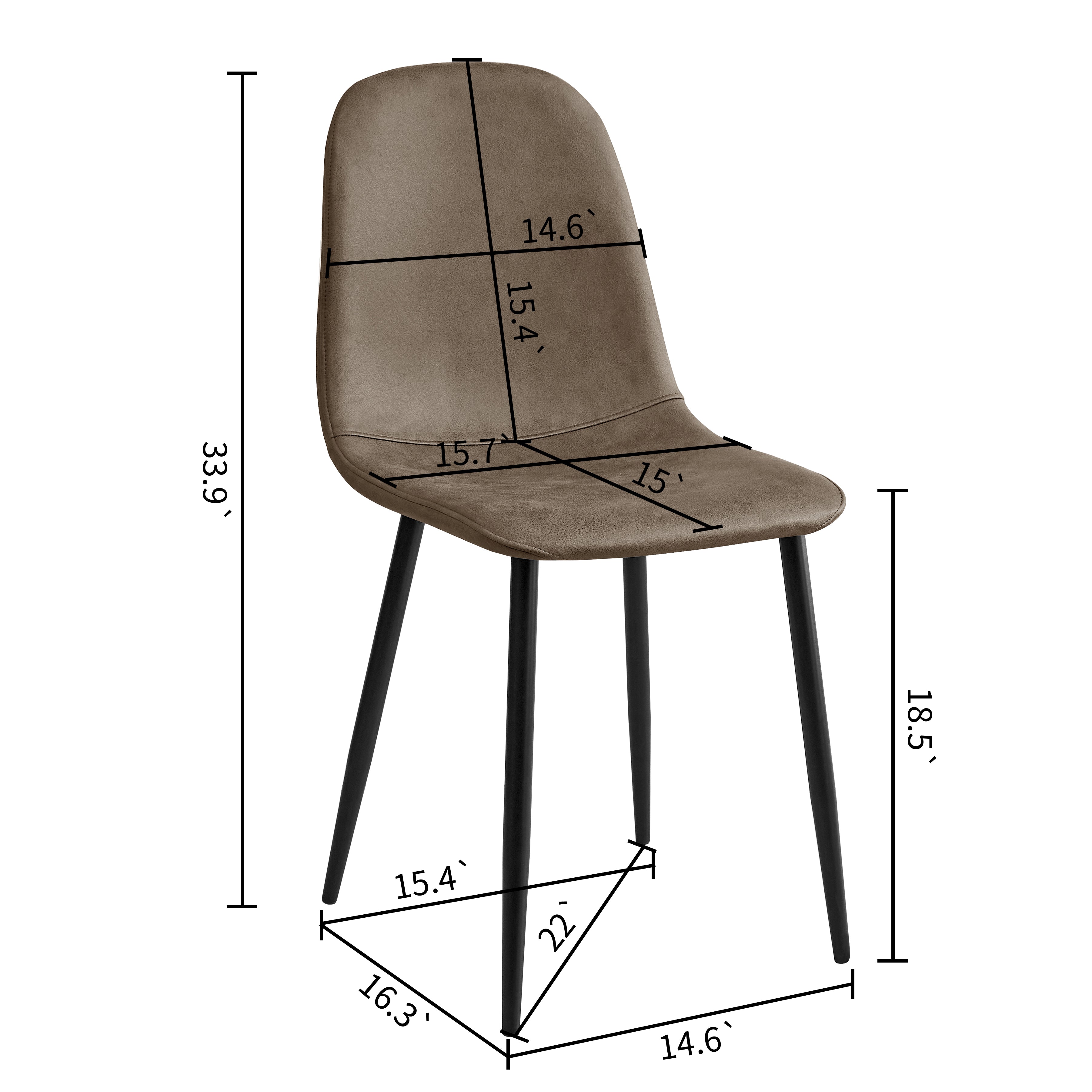 Homy Casa CHARLTON LEATHAIRE DW NL 2PCS "16.14'' L x 19.69'' W x 33.46'' H" Dining Chair Set