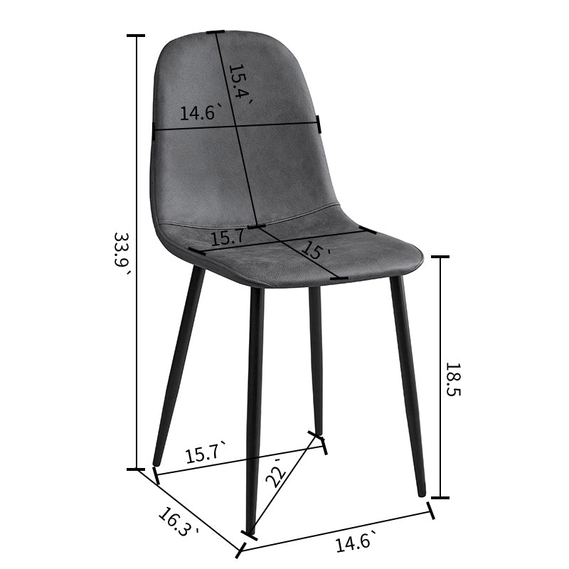 Homy Casa CHARLTON LEATHAIRE GREY 2PCS "16.14" x 19.69" x 33.46" Modern Dining Chairs Set for Home and Office