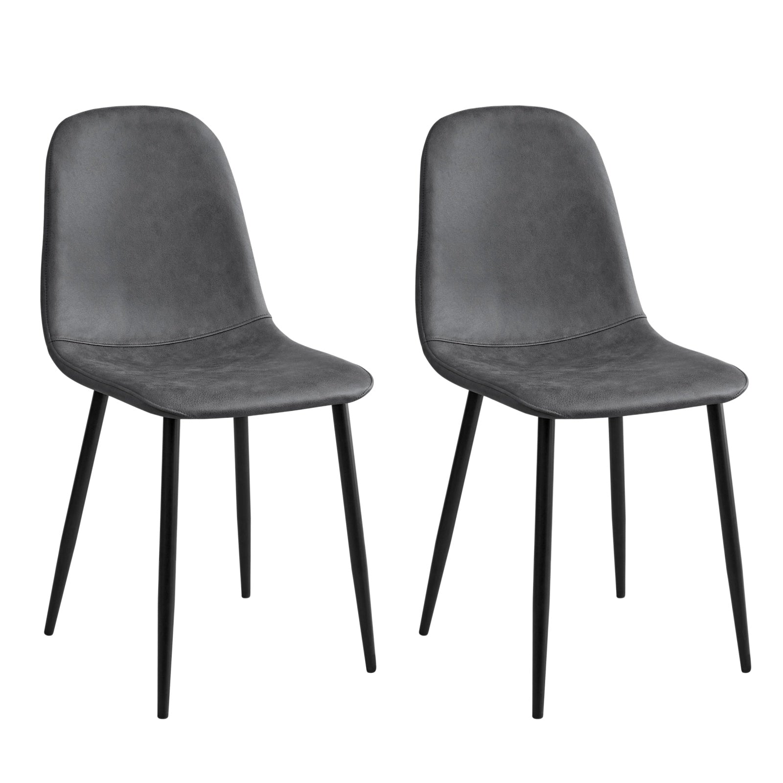 Homy Casa CHARLTON LEATHAIRE GREY 2PCS "16.14" x 19.69" x 33.46" Modern Dining Chairs Set for Home and Office
