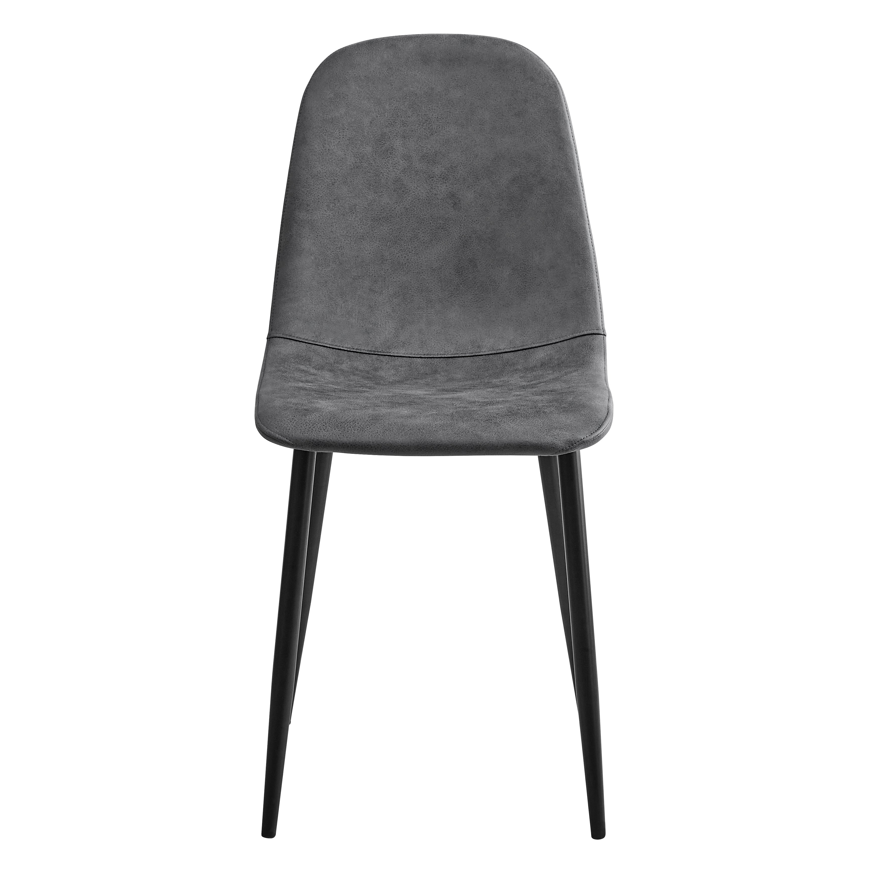 Homy Casa CHARLTON LEATHAIRE GREY 2PCS "16.14" x 19.69" x 33.46" Modern Dining Chairs Set for Home and Office