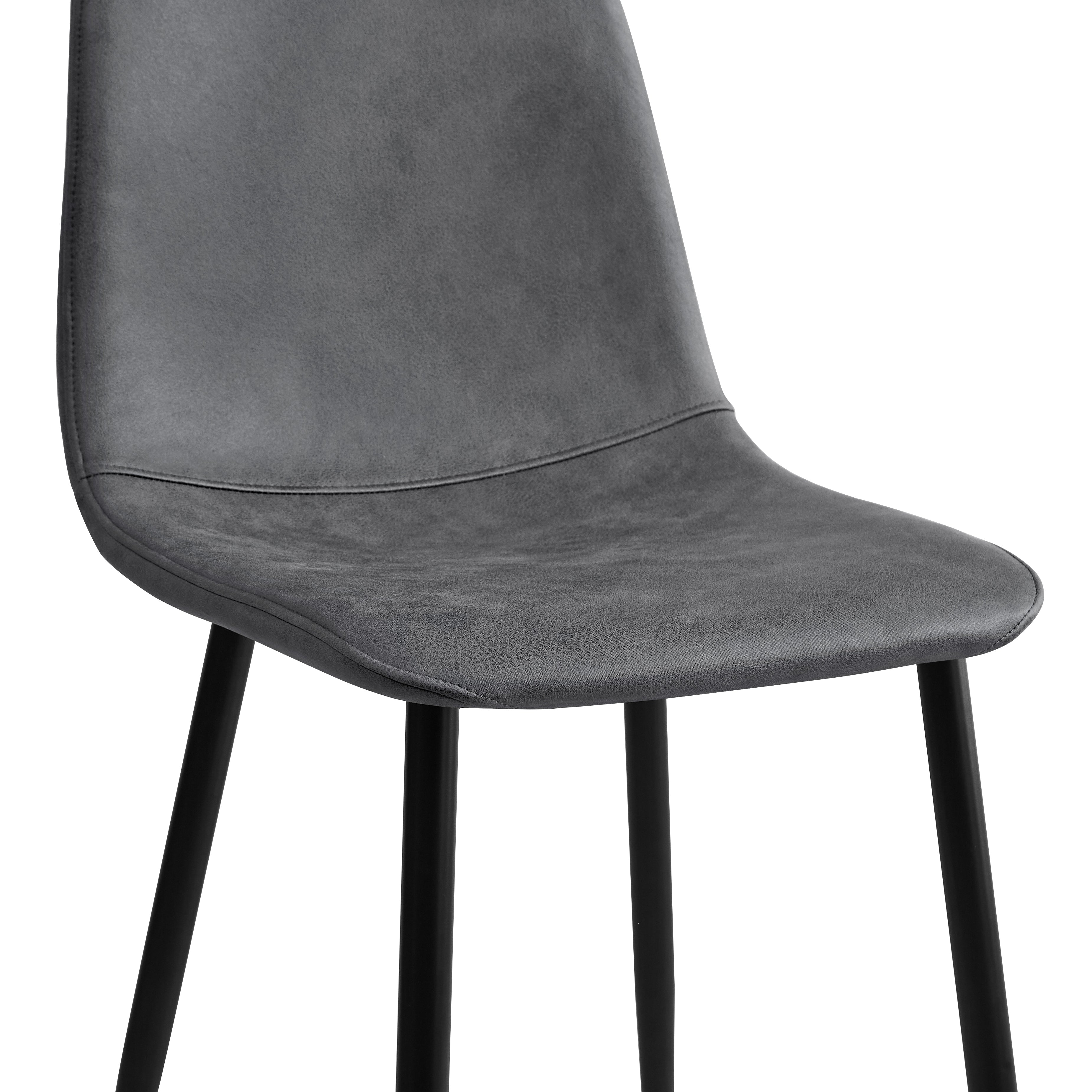 Homy Casa CHARLTON LEATHAIRE GREY 2PCS "16.14" x 19.69" x 33.46" Modern Dining Chairs Set for Home and Office
