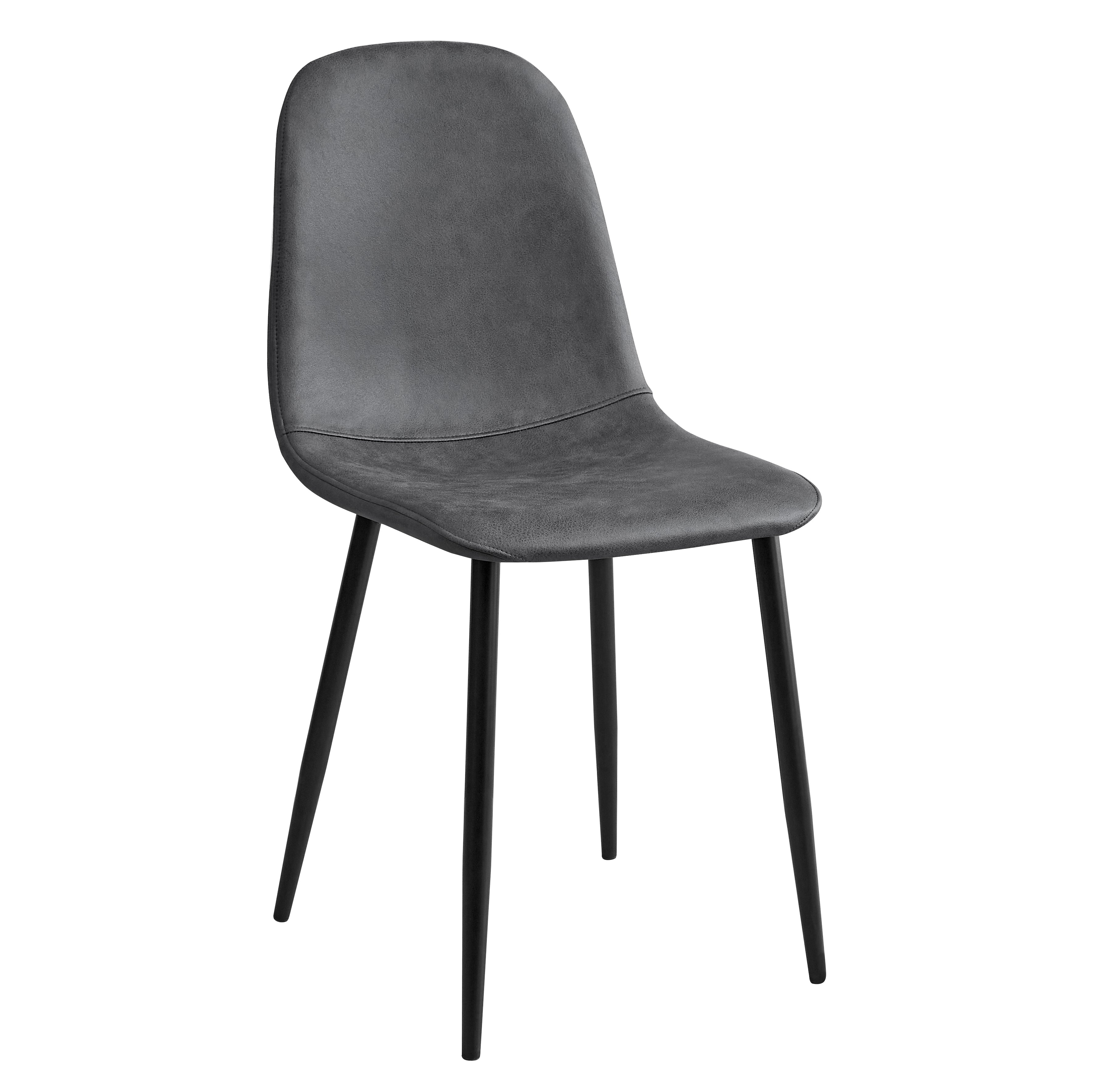Homy Casa CHARLTON LEATHAIRE GREY 2PCS "16.14" x 19.69" x 33.46" Modern Dining Chairs Set for Home and Office