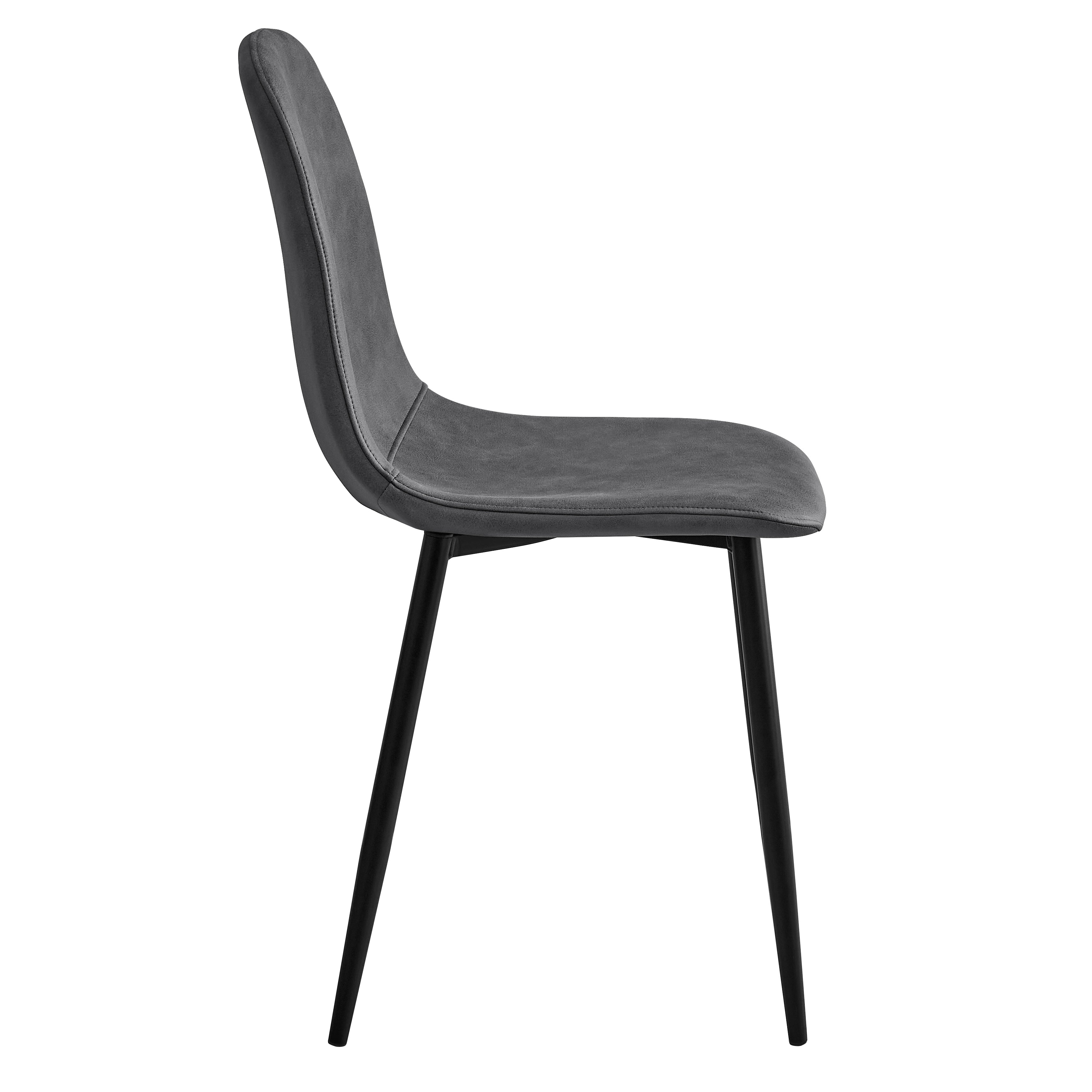 Homy Casa CHARLTON LEATHAIRE GREY 2PCS "16.14" x 19.69" x 33.46" Modern Dining Chairs Set for Home and Office
