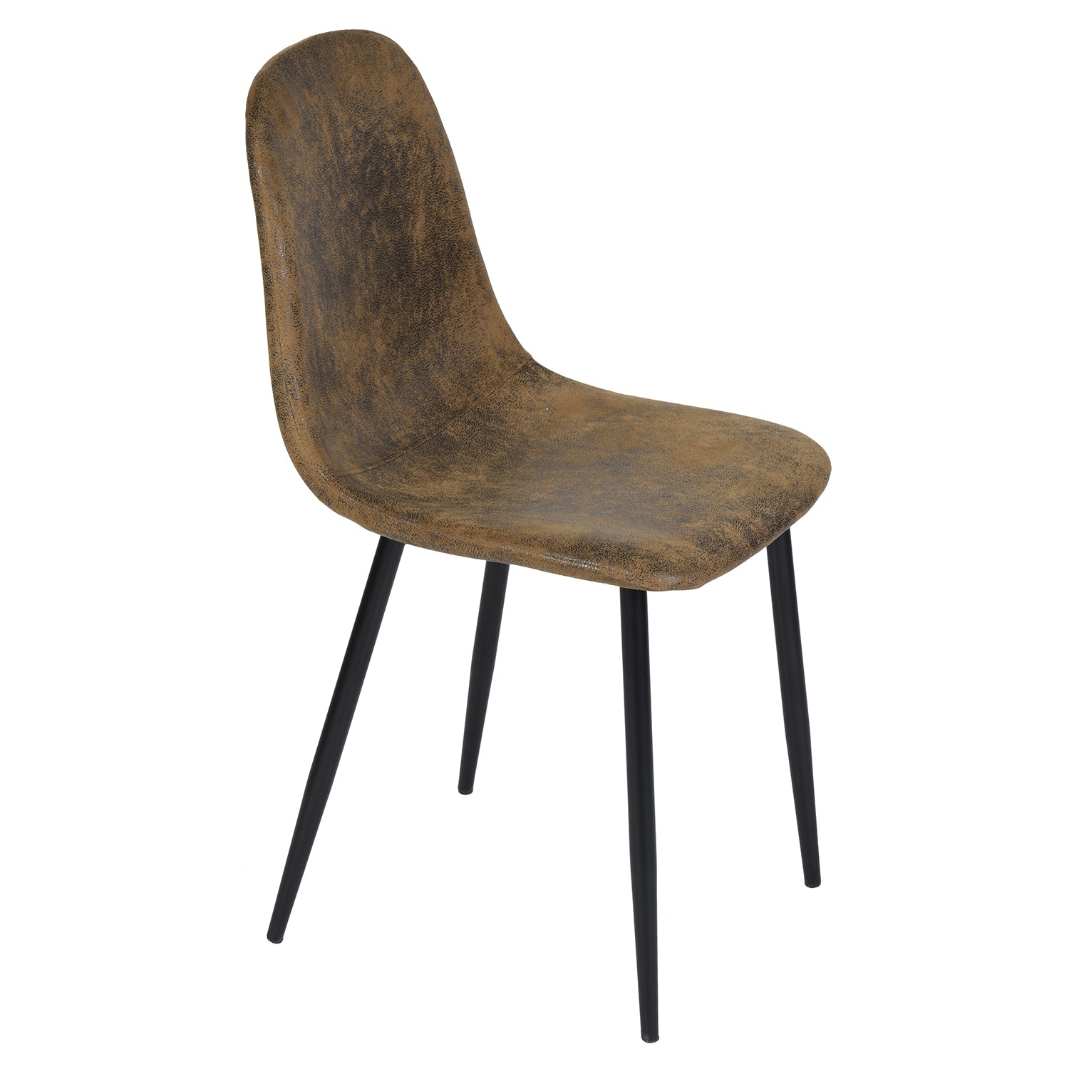 Homy Casa SORIAN+CHARLTON 7PC Dining Set 63" Table with 6 Suede Upholstered Chairs in Brown and Wood Finish