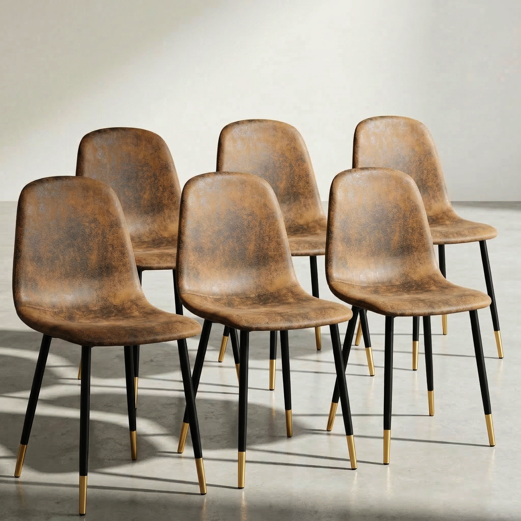 Homy Casa CHARLTON 4PC SUEDE Brown Dining Chair, Industrial Metal Frame, Open Box
