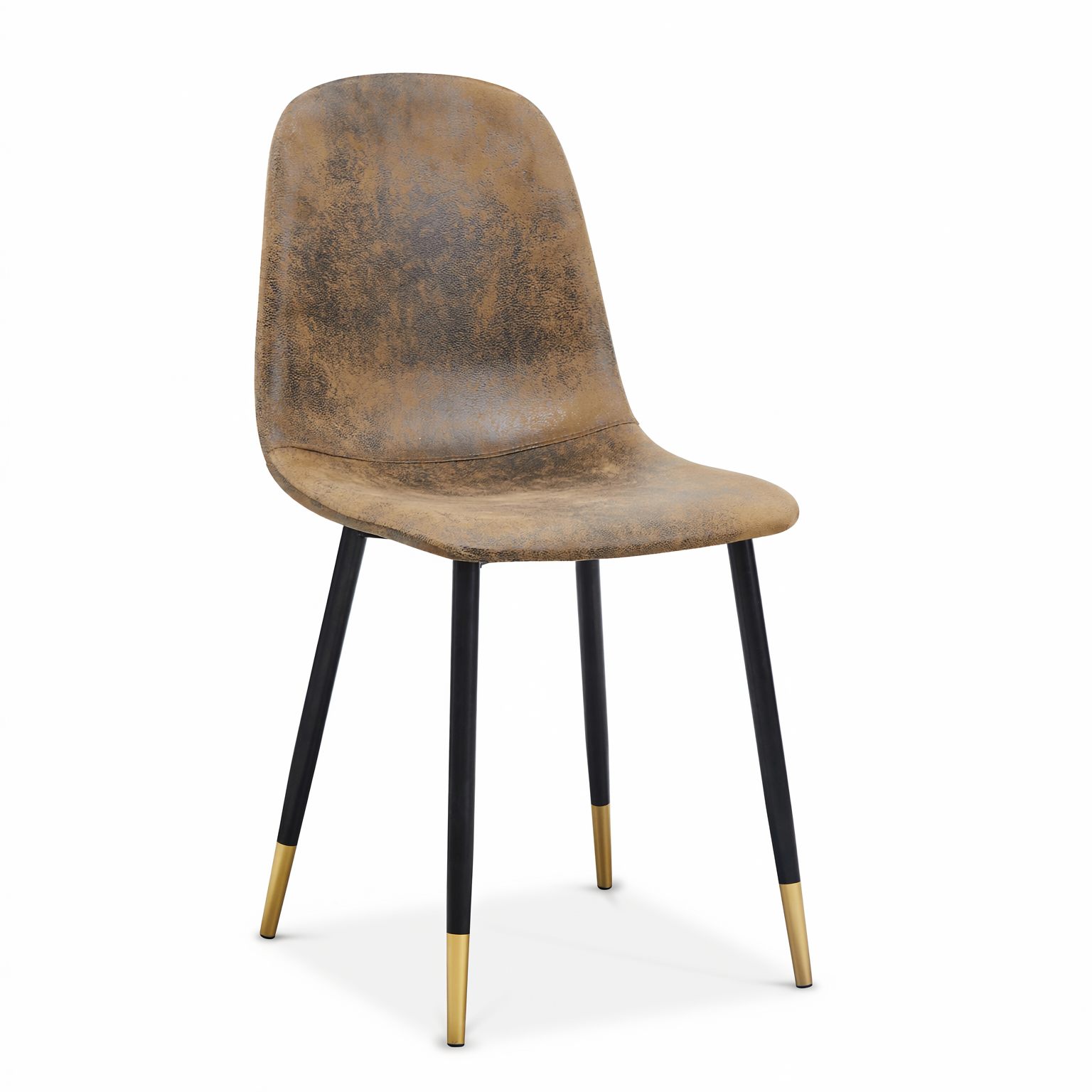 Homy Casa CHARLTON 4PC Brown Suede Dining Chair, Industrial Metal Frame
