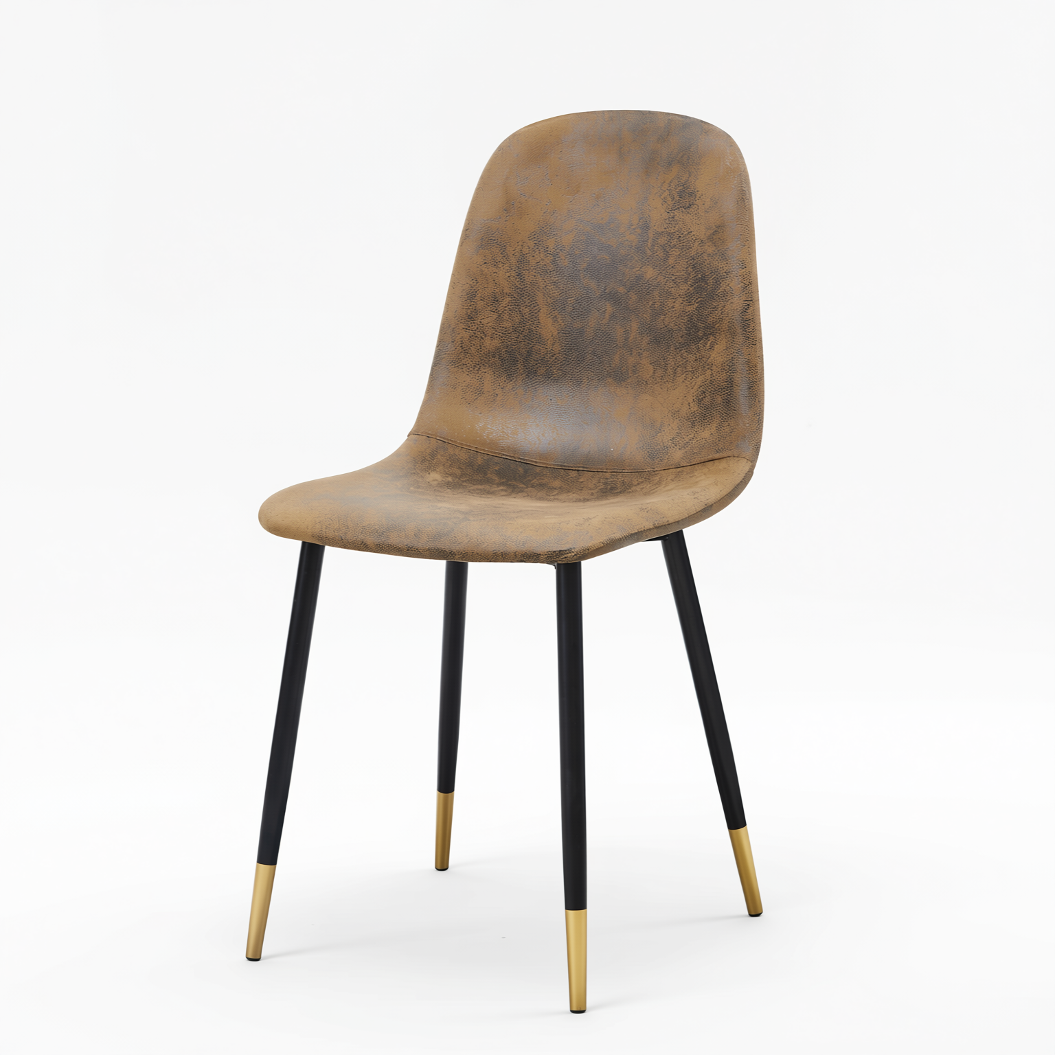 Homy Casa CHARLTON 4PC Brown Suede Dining Chair, Industrial Metal Frame