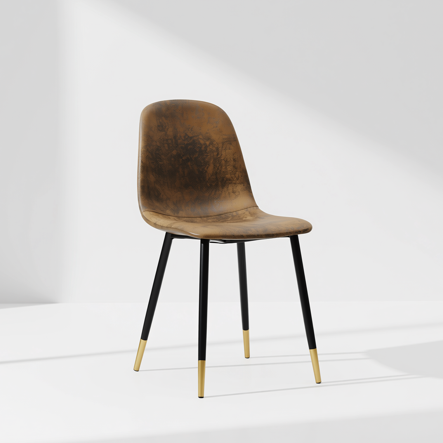 Homy Casa CHARLTON 4PC Brown Suede Dining Chair, Industrial Metal Frame