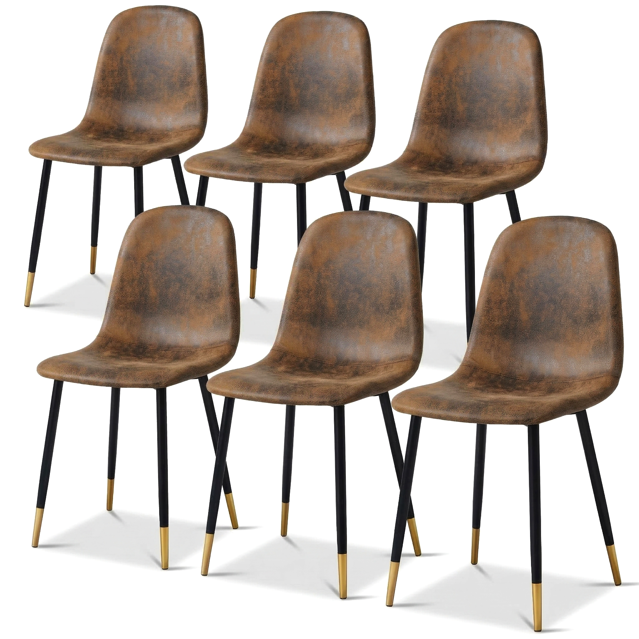 Homy Casa CHARLTON 4PC SUEDE Brown Dining Chair, Industrial Metal Frame, Open Box