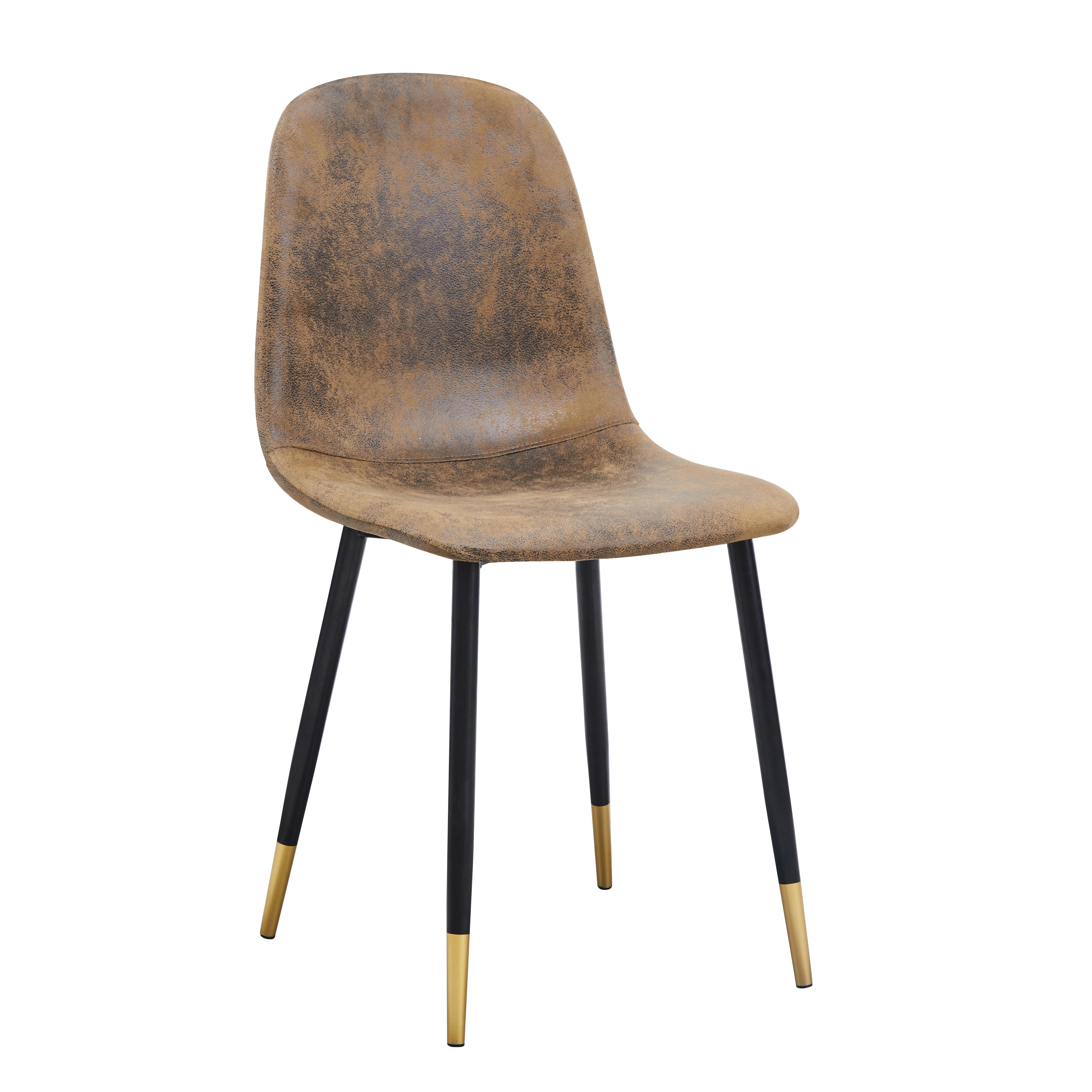 Homy Casa CHARLTON 4PC Brown Suede Dining Chair, Industrial Metal Frame